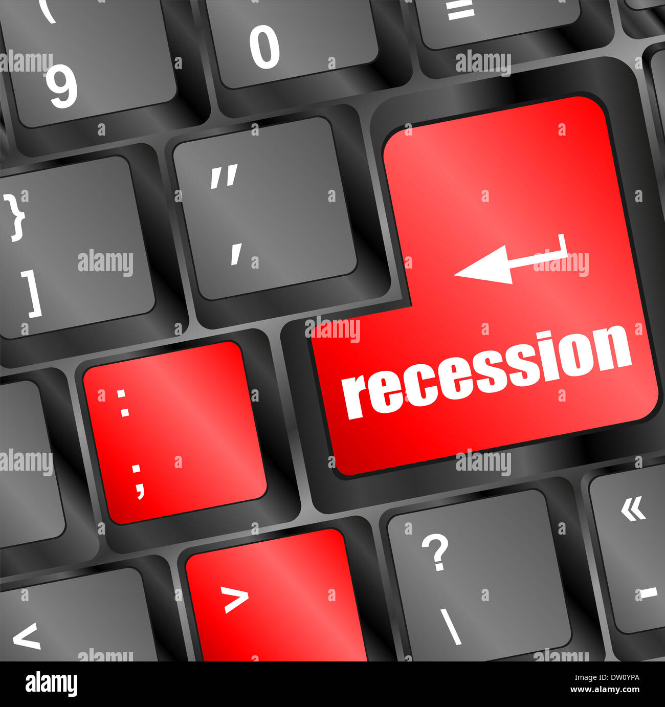 Schaltfläche "Rezession" auf Computer-Tastatur-Taste Stockfoto