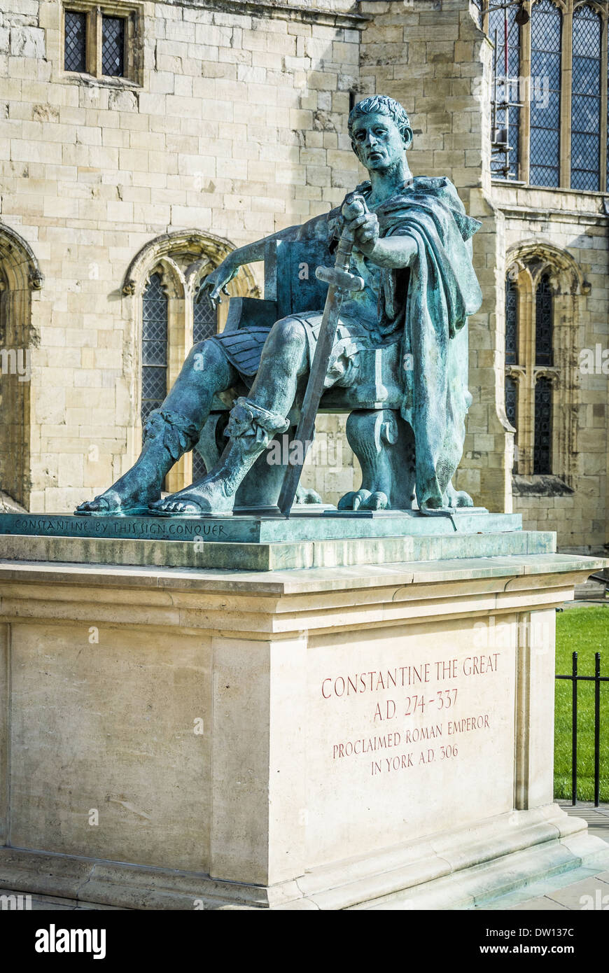 Konstantin der große Statue außerhalb York Minster, York, UK. Stockfoto