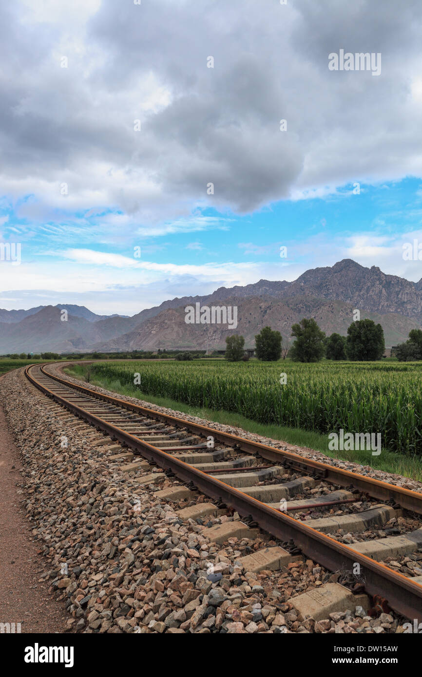 Bahnstrecke in der Mongolei Stockfoto