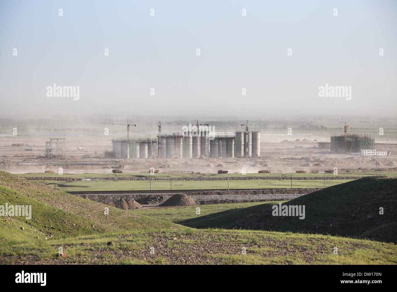 geschäftigen Baustelle in der Wüste Stockfoto