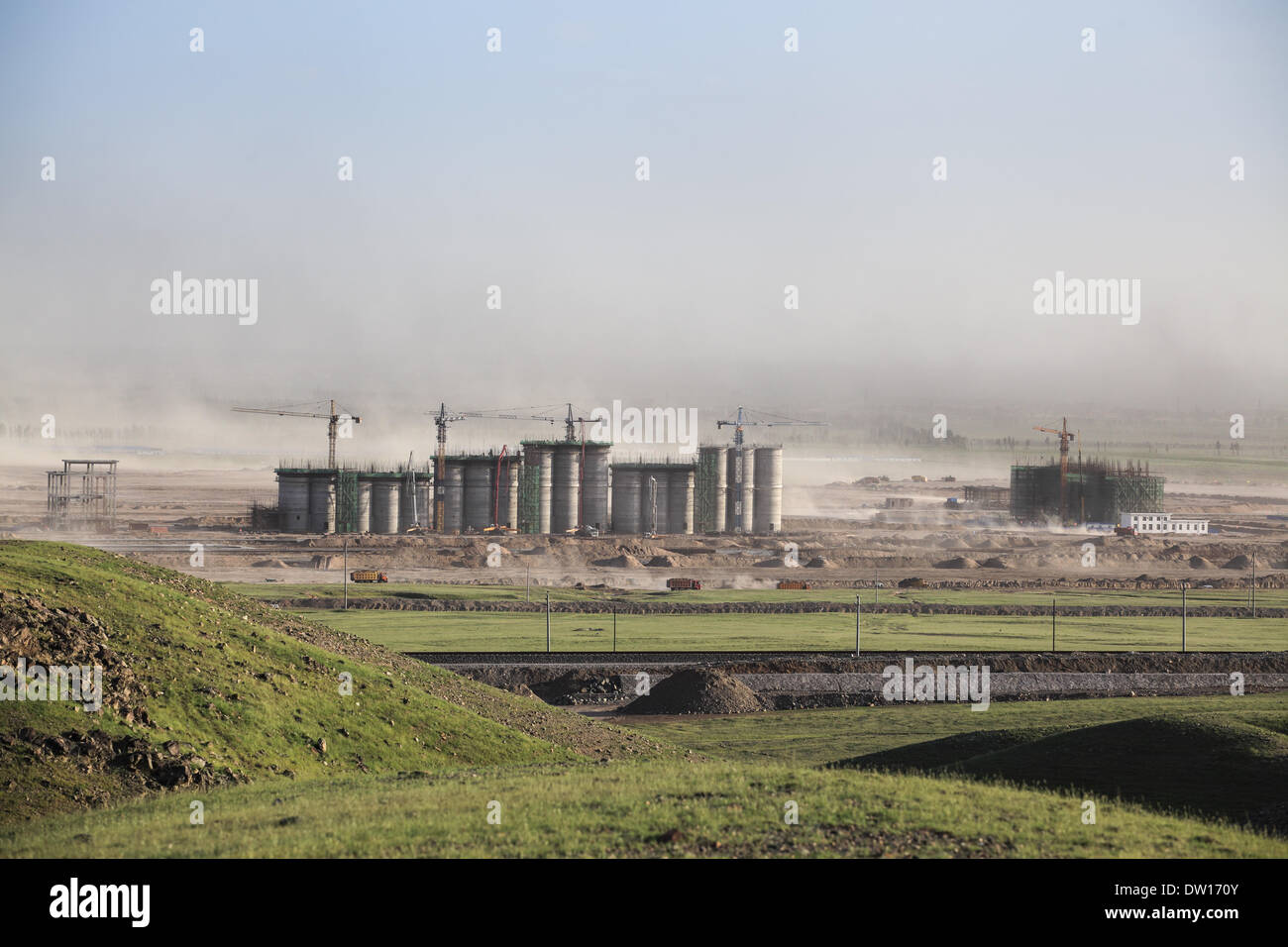 geschäftigen Baustelle in der Wüste Stockfoto