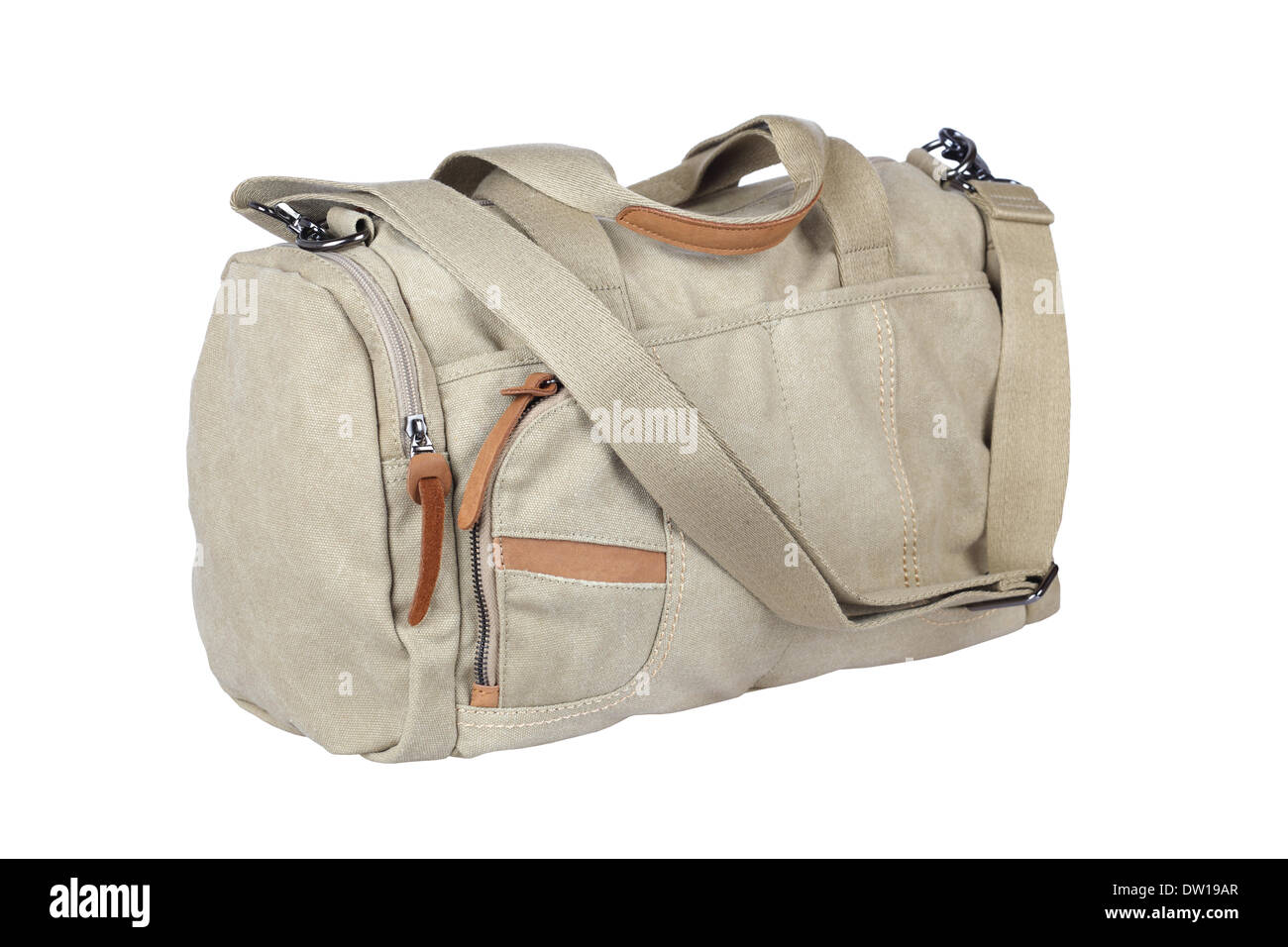 Canvas-Reisetasche, isoliert Stockfoto