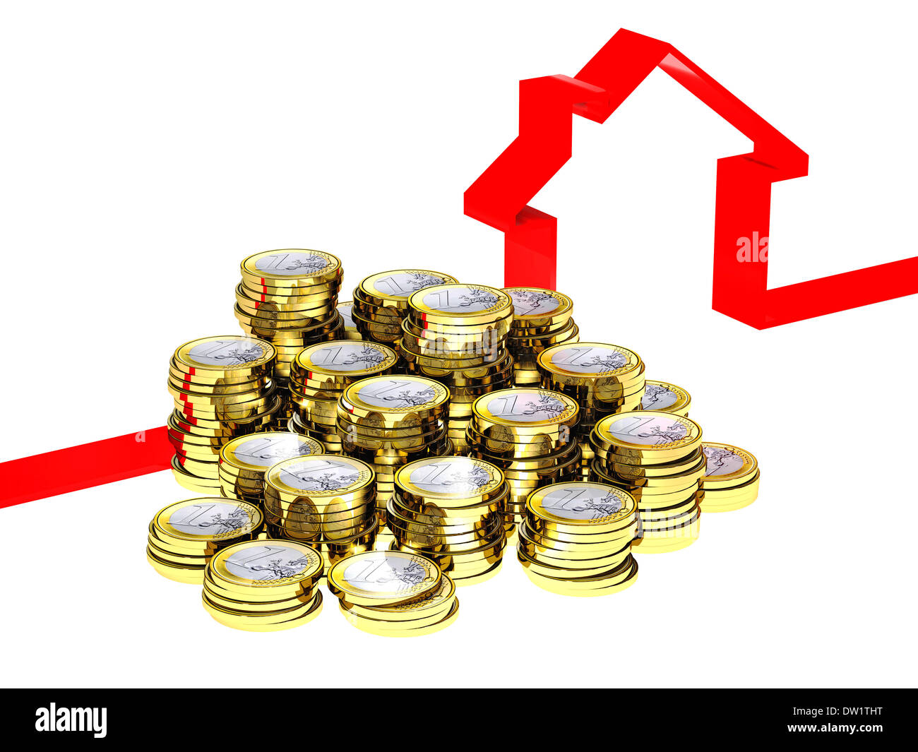 Euro-Con und 3D-Haus Stockfoto