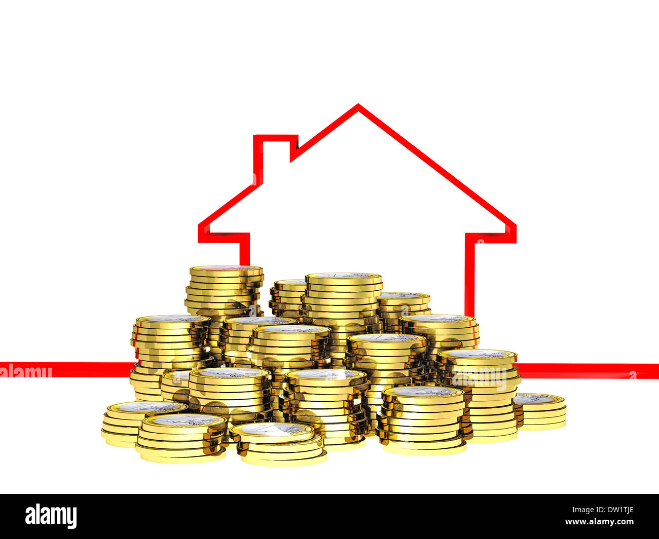 Euro-Con und 3D-Haus Stockfoto