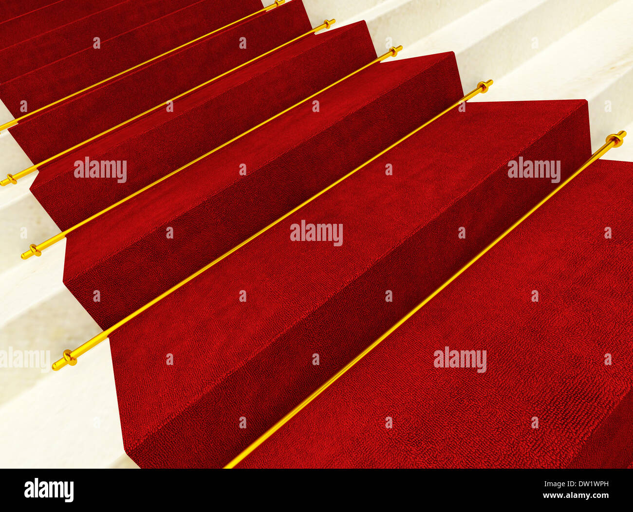 Treppen- und roter Teppich Stockfoto