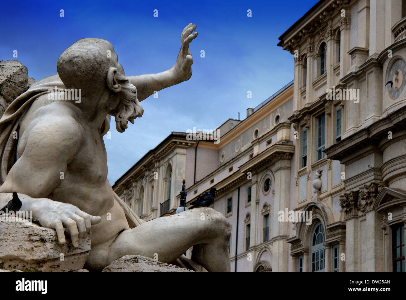 Piazza Navona (Navona Quadrat) mit dem Obelisk und founatin Stockfoto