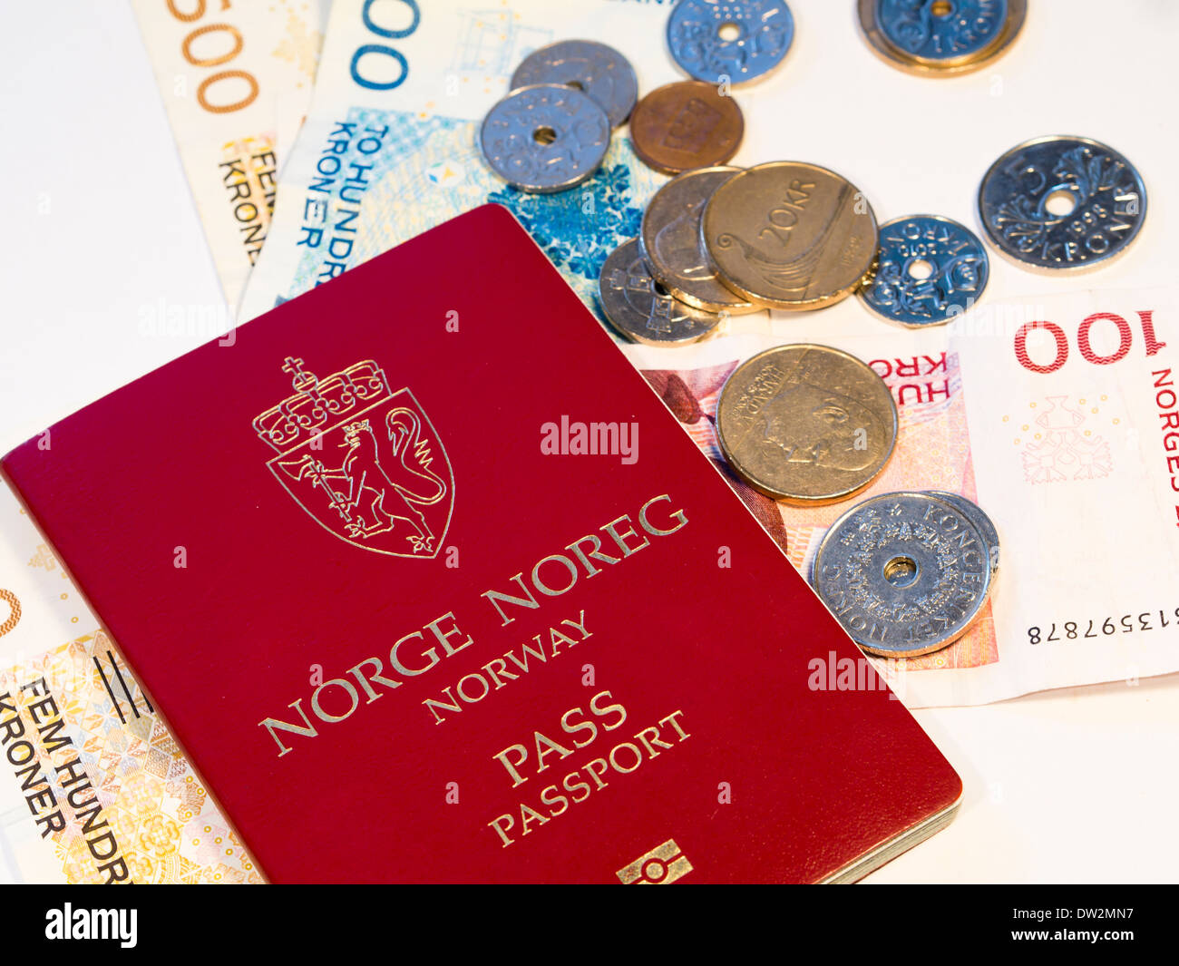 Norwegische Staatsangehörigkeit, Pass- und Währung Stockfoto