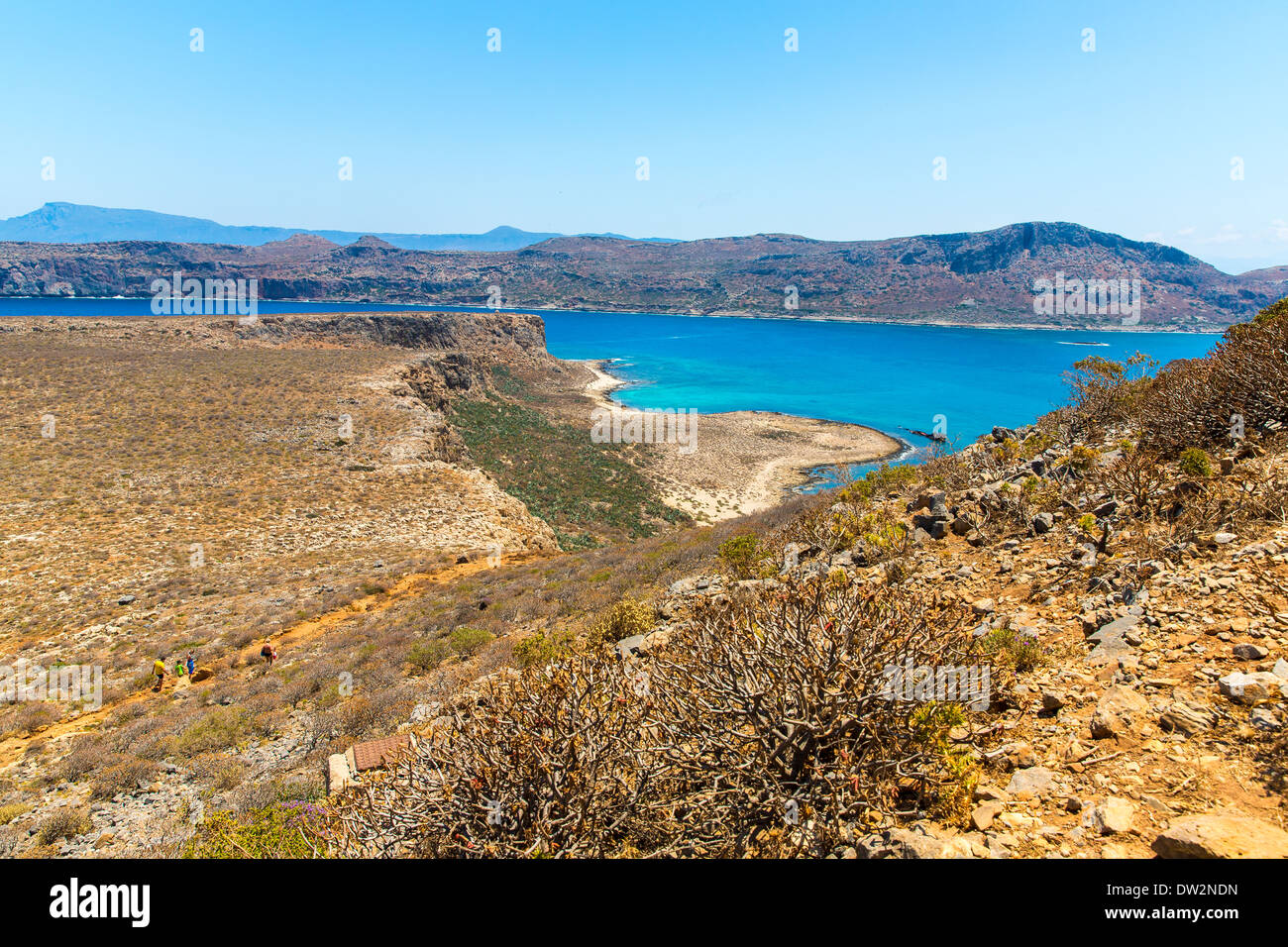 Gramvousa Insel in der Nähe von Kreta, Griechenland. Balos Beach. Magische türkisfarbenes Wasser, Lagunen, reine weiße Sandstrände Stockfoto