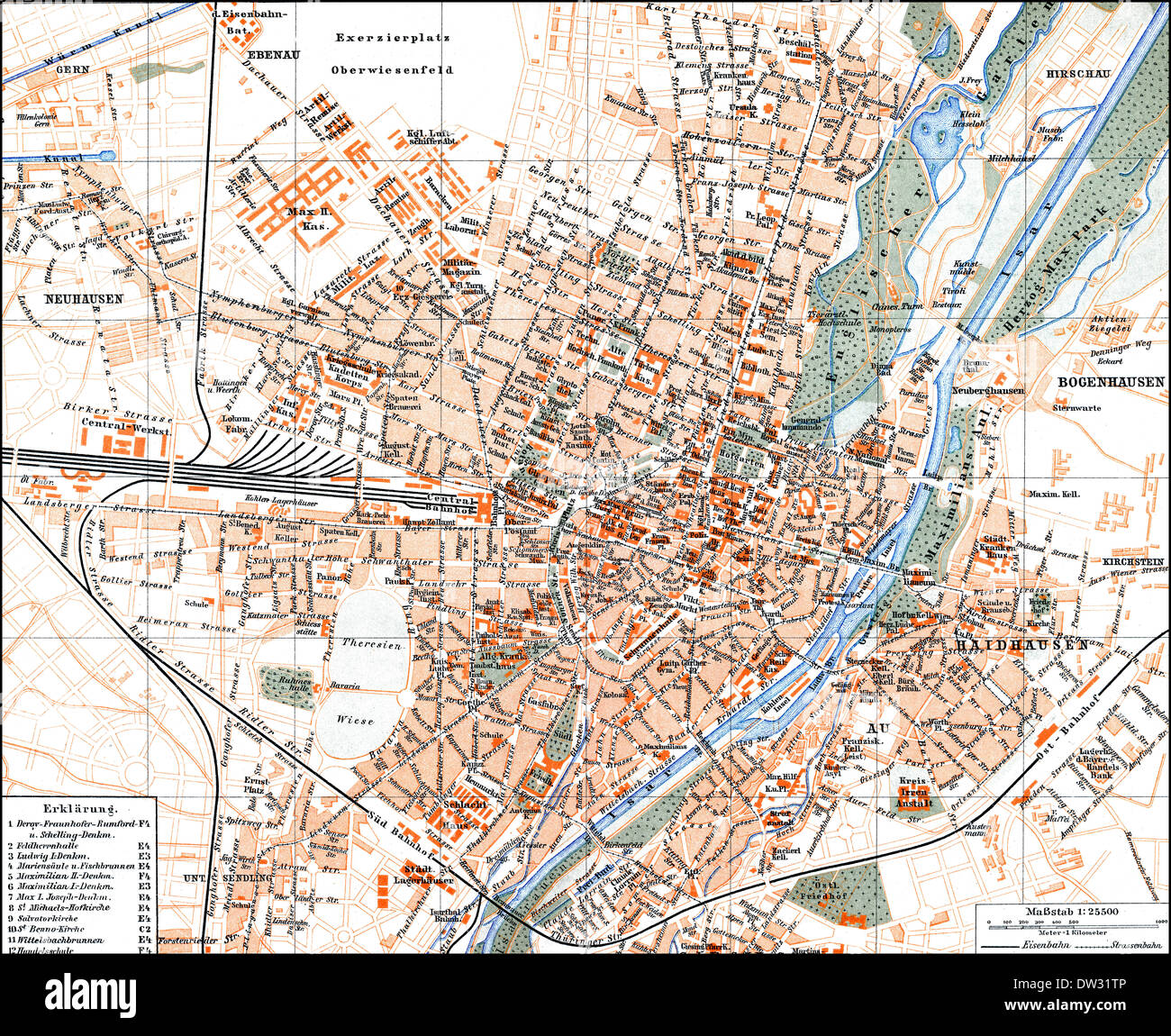 Historische Karte von München, 1896 Stockfotografie - Alamy