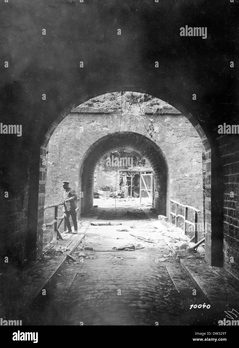 Das zerstörte Fort de Conde an der Westfront im ersten Weltkrieg in der Nähe von Soissons, Frankreich, 1918. Foto: Berliner Verlag / Archiv - kein Draht-SERVICE Stockfoto