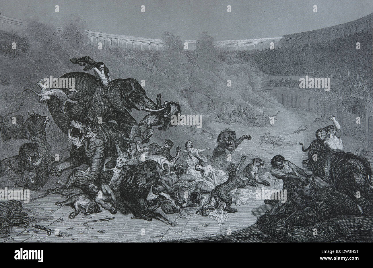 Verfolgung. Frühes Christentum. Römischen Reiches. Christliche Märtyrer. Gravur. des 19. Jahrhunderts. Stockfoto