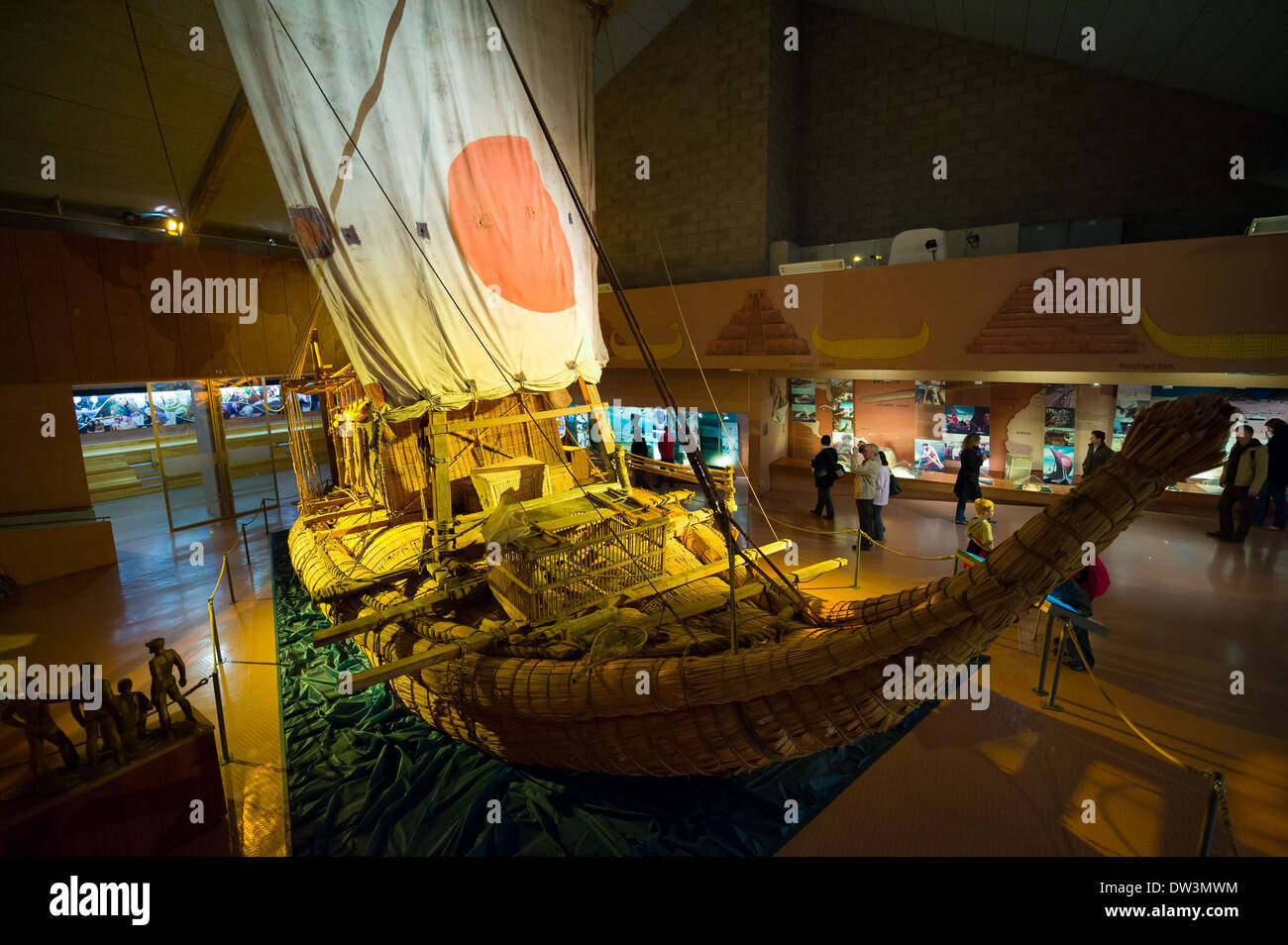 Thor Heyerdals Kon-Tiki Reed Boot in Kon-Tiki Museum, Bygdøy Halbinsel, Oslo-Fjord, Oslo, Norwegen Stockfoto