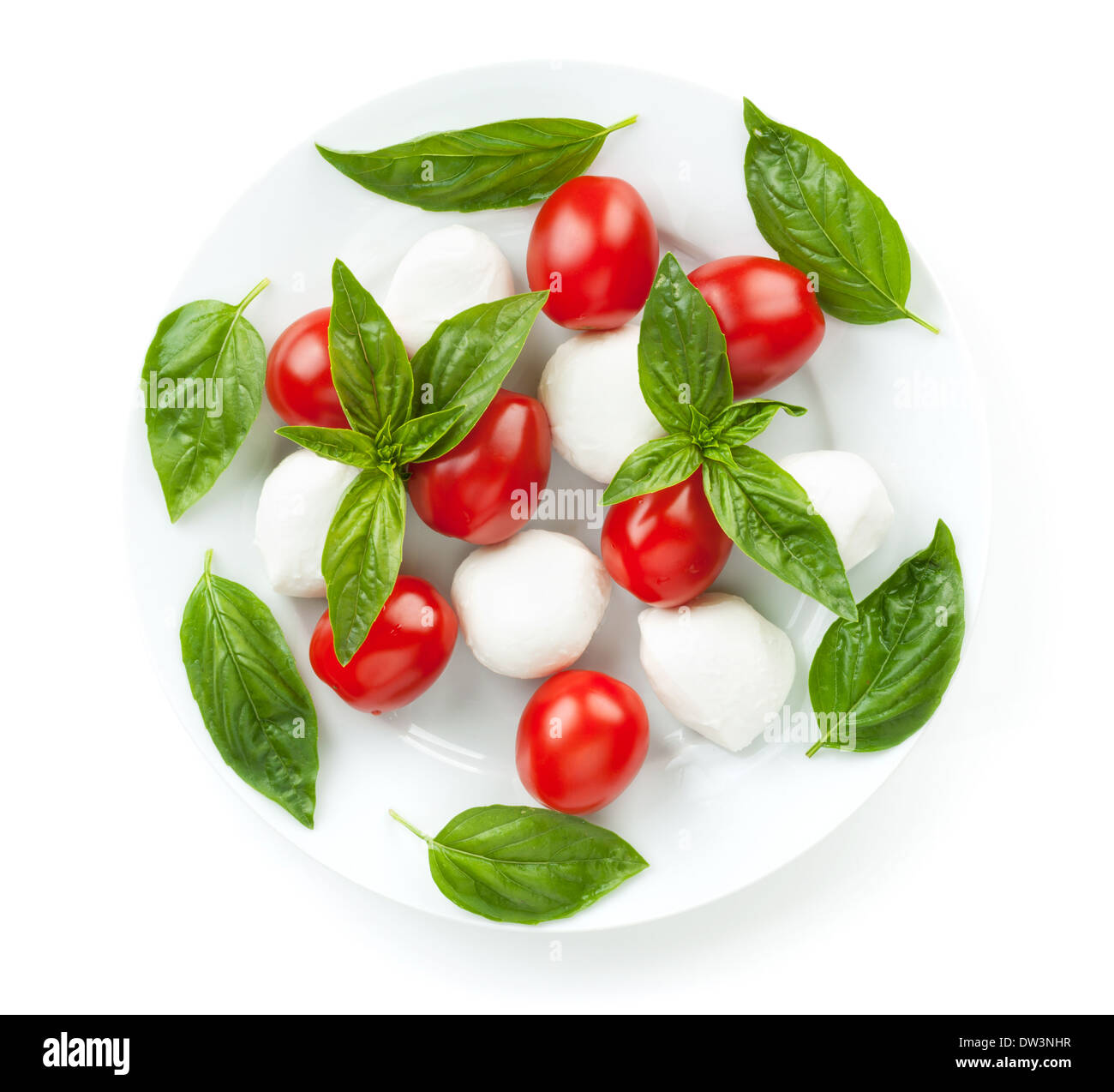 Caprese-Salat. Isoliert auf weißem Hintergrund Stockfoto