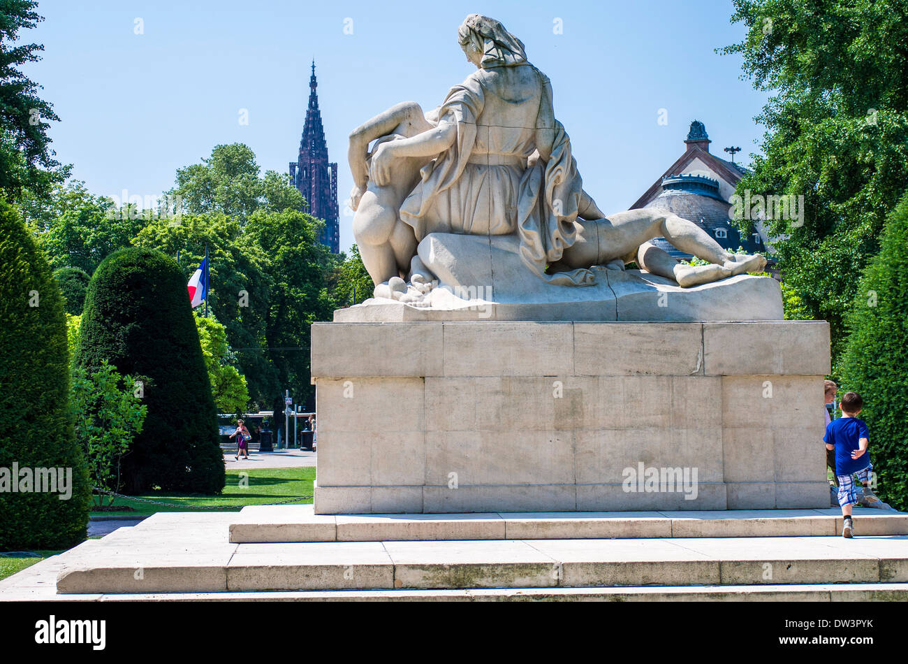 Kriegerdenkmal, Kathedrale Spire, Place de la République, Neustadt, Straßburg, Elsass, Frankreich, Europa, Stockfoto