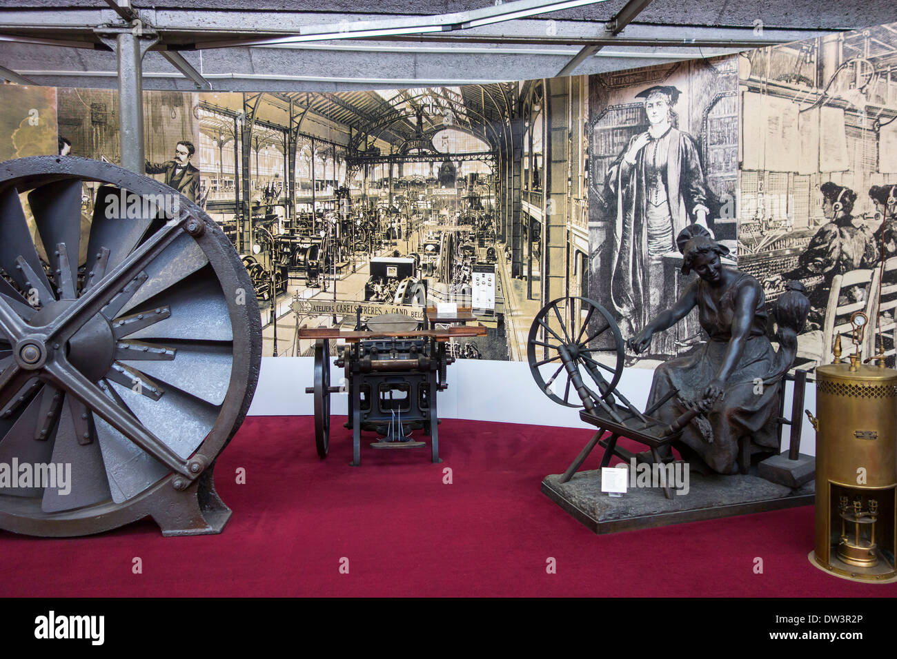 Ausstellung über die industrielle Revolution bei MIAT, industrielle Archäologiemuseum, Gent, Belgien Stockfoto