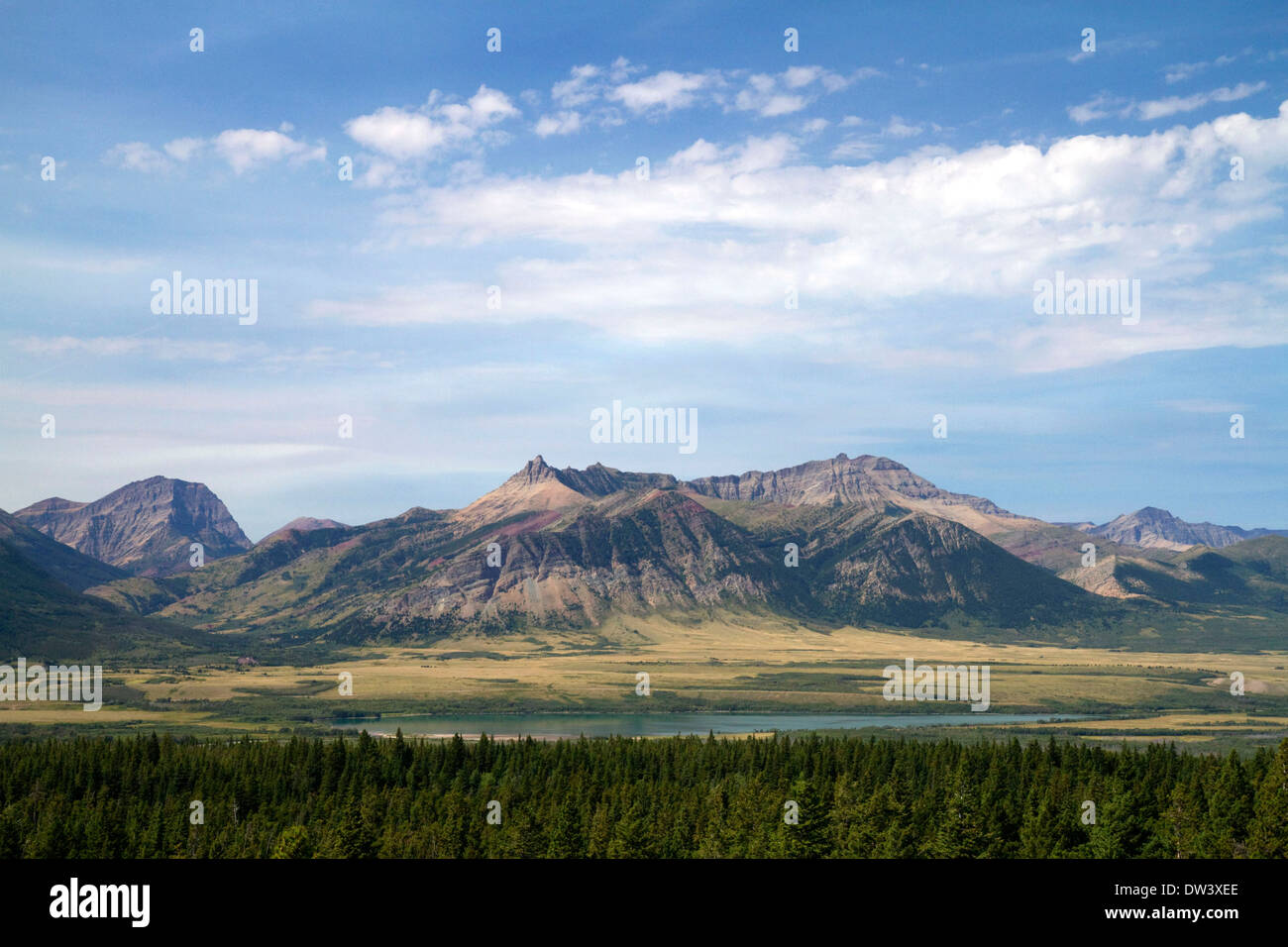 Malerischen Blick auf die kanadischen Rockies in Waterton Lakes Nationalpark, Alberta, Kanada. Stockfoto