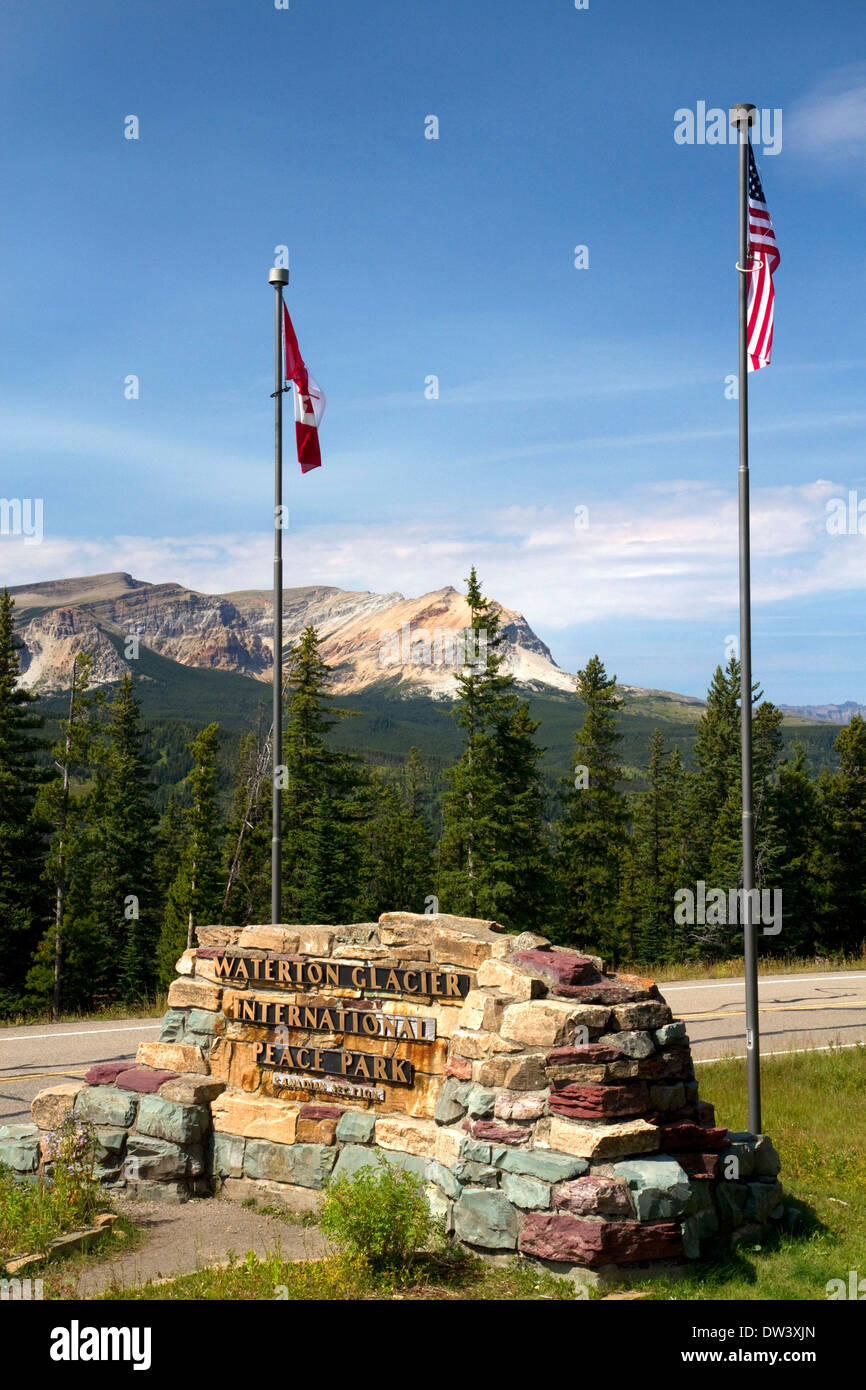 Waterton-Glacier International Peace Park an der Grenze von Montana, USA und Alberta, Kanada. Stockfoto