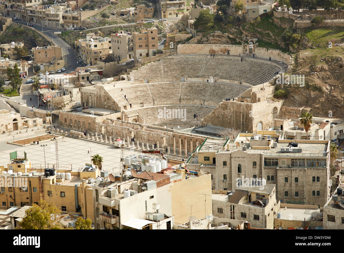 Römisches Theater in Amman, Jordanien. Luftbild Stockfoto
