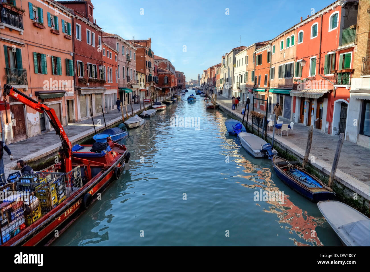 Kanal Rio dei Vetrai, Murano Stockfoto