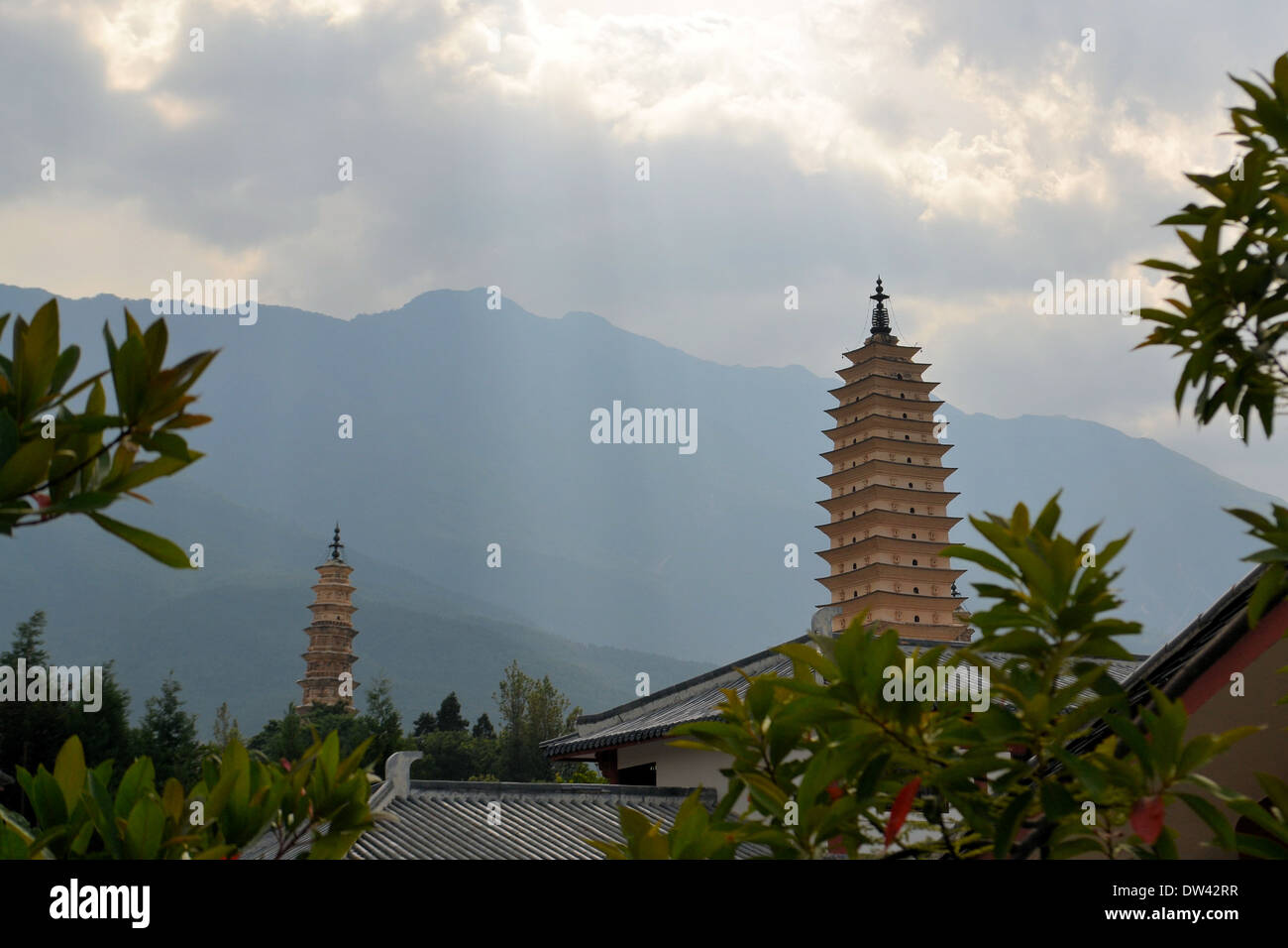 Drei buddhistischen Pagoden in Dali. Yunnan, China. Stockfoto