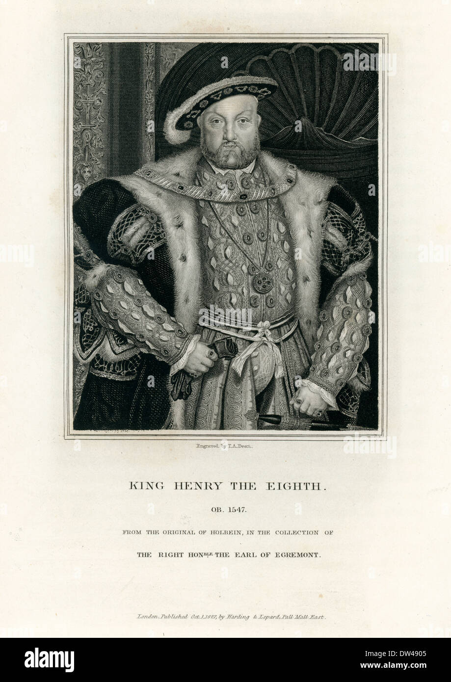 Porträt von König Heinrich VIII., nach Holbein, 1547 Stockfoto