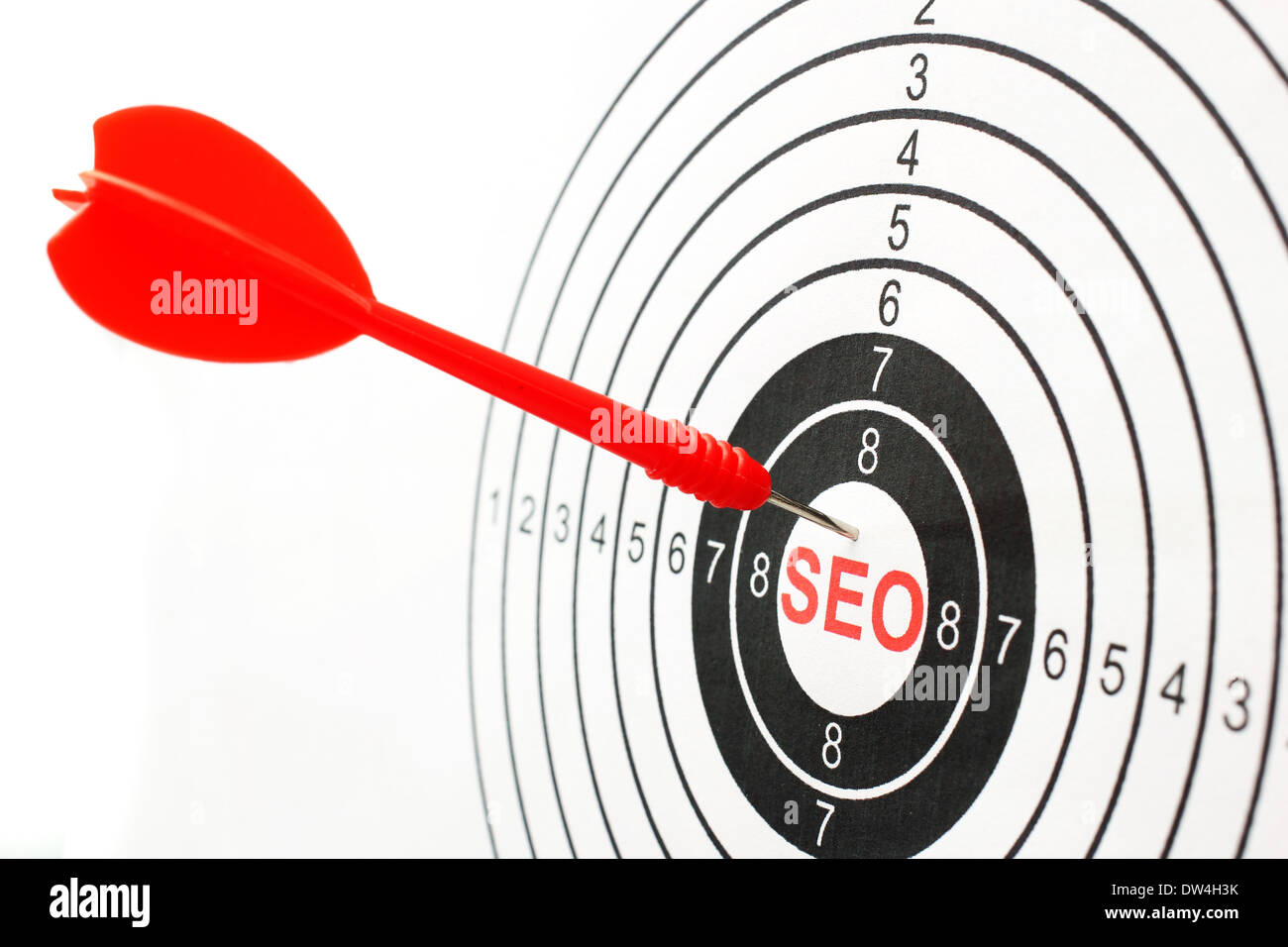 SEO Text im Ziel Stockfoto
