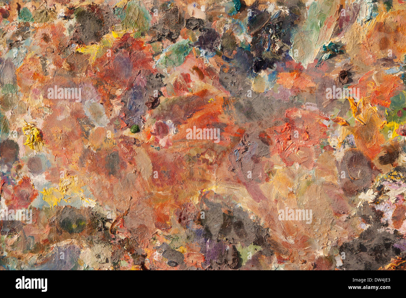 Künstlern Ölgemälde Farbmischpalette Pastell-Farben Stockfoto