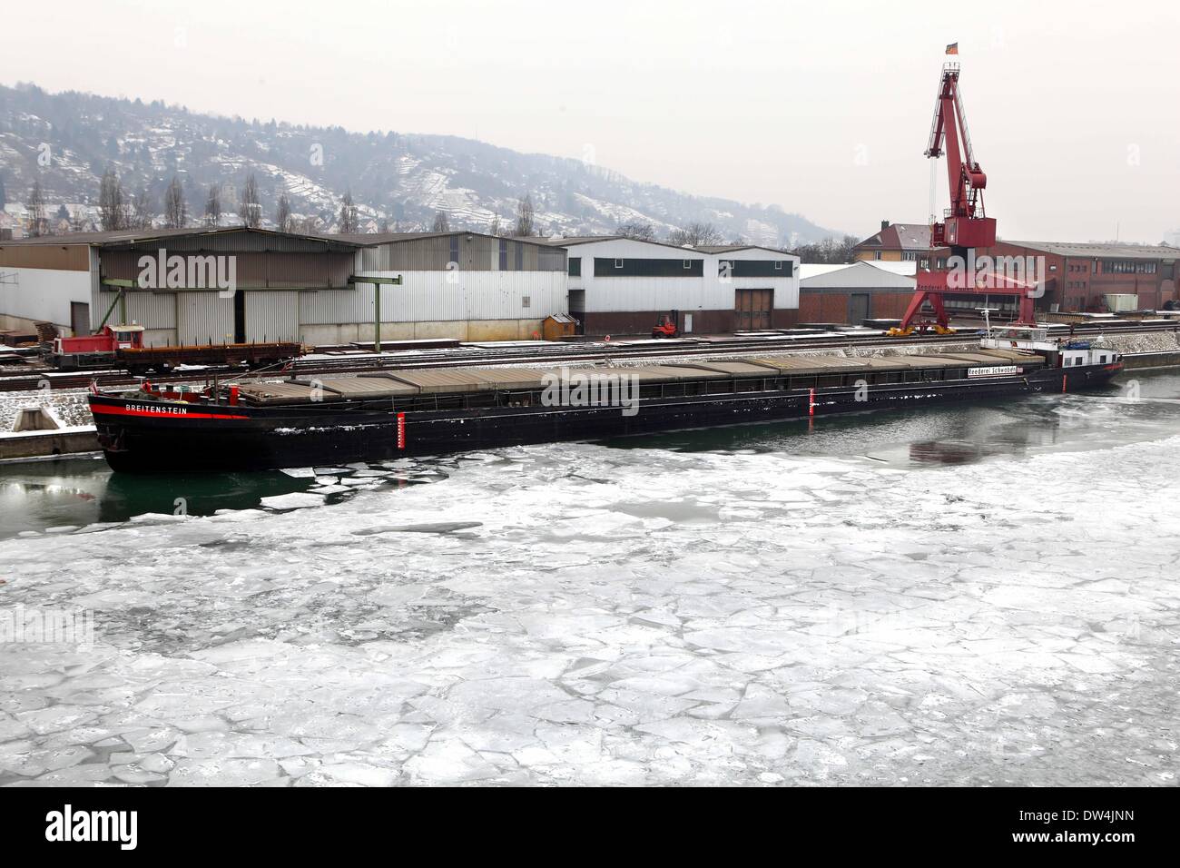 Eisigen Stuttgart Hafen, Deutschland, 8. Februar 2012. Stockfoto