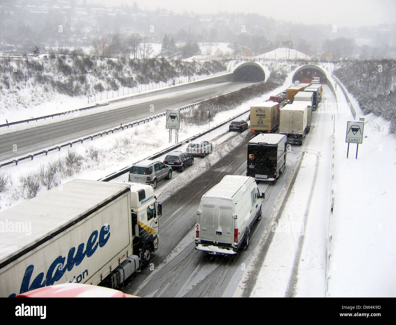 White-off-Road Bedingungen im Großraum Stuttgart, Deutschland, 24. Januar 2007. Stockfoto