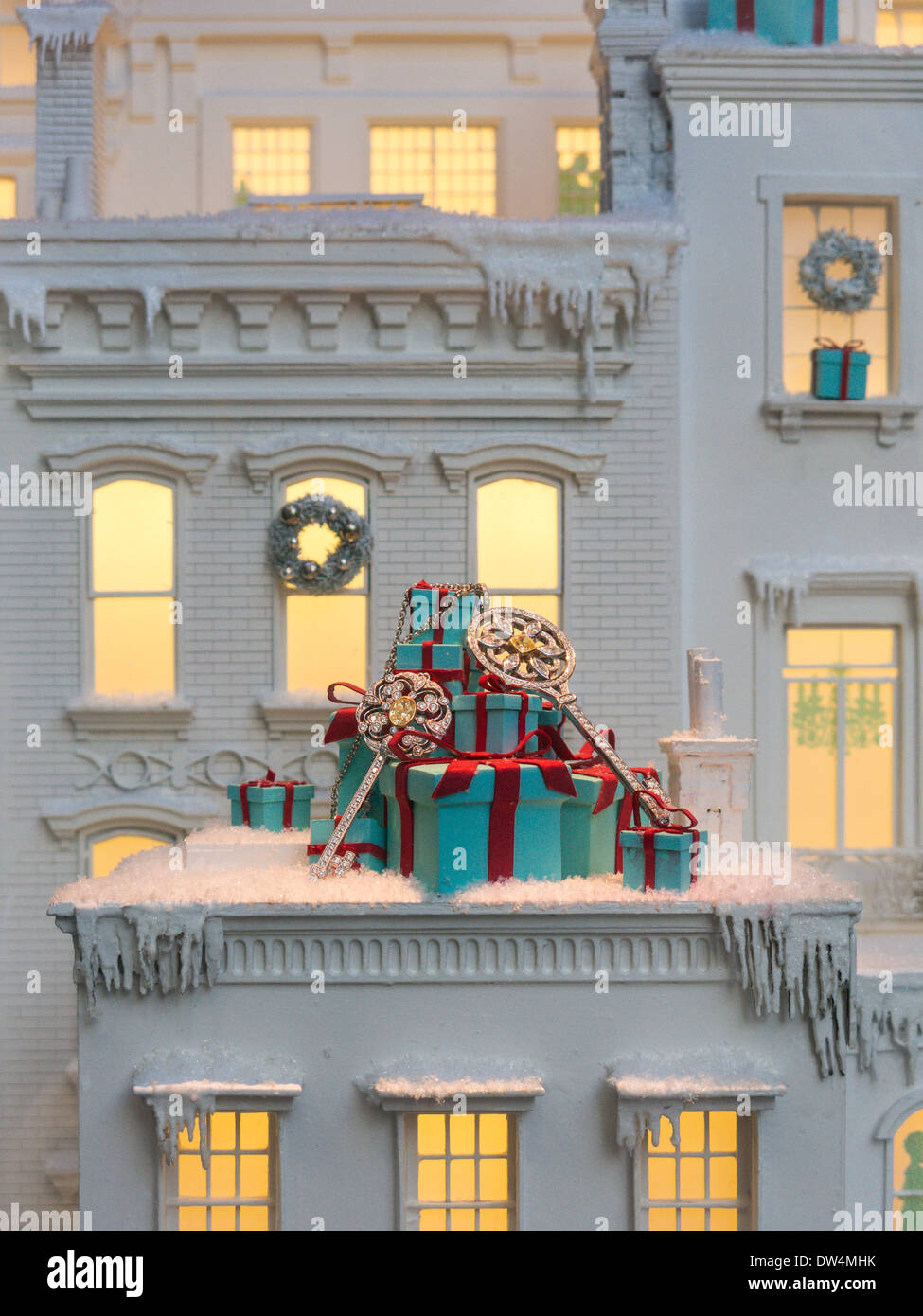 Tiffany & Co. Schaufenster, Ferienzeit, NYC Stockfoto