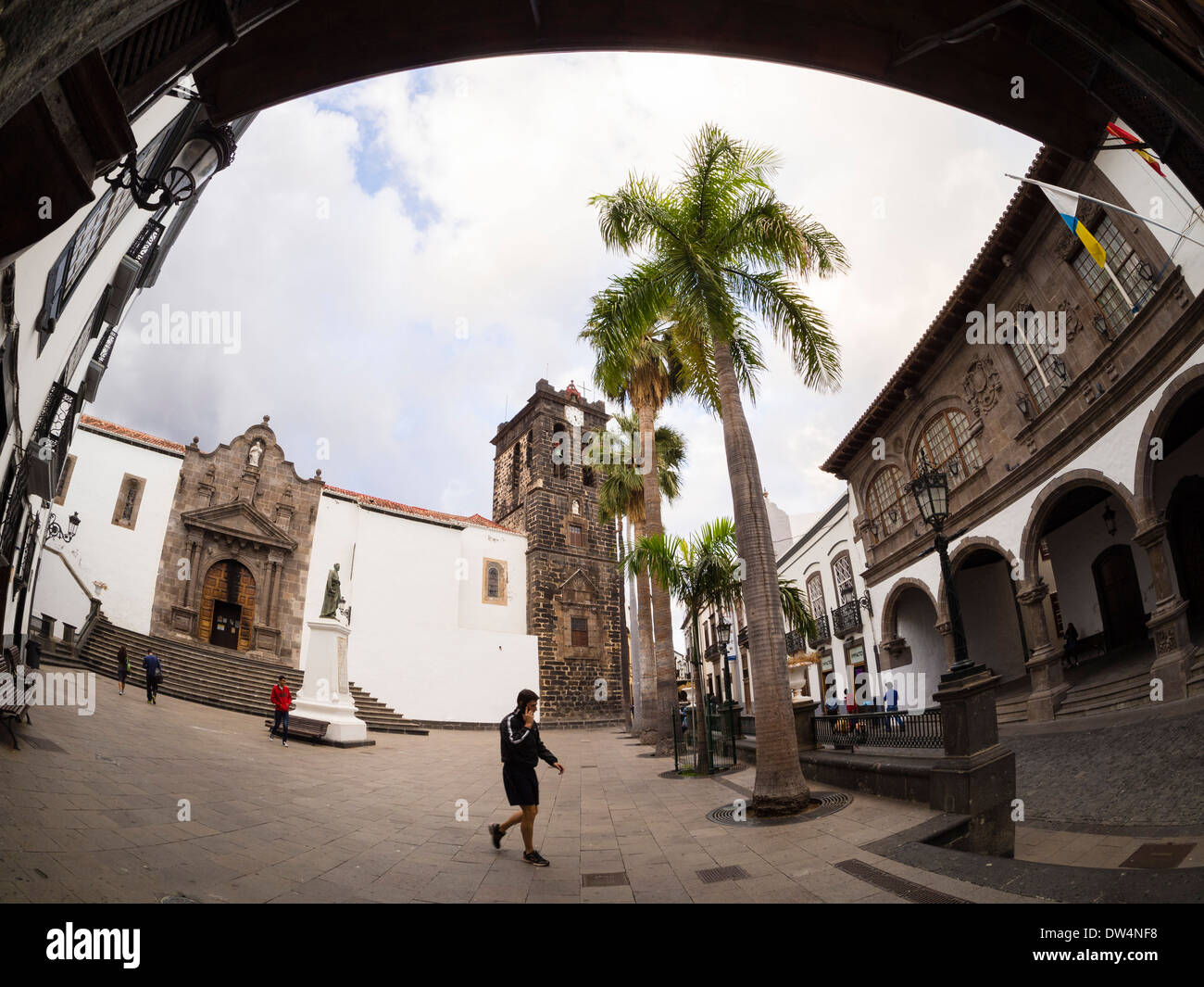 Die Kirche El Salvador an der Plaza Espana in Santa Cruz auf der Kanarischen Insel La Palma Stockfoto