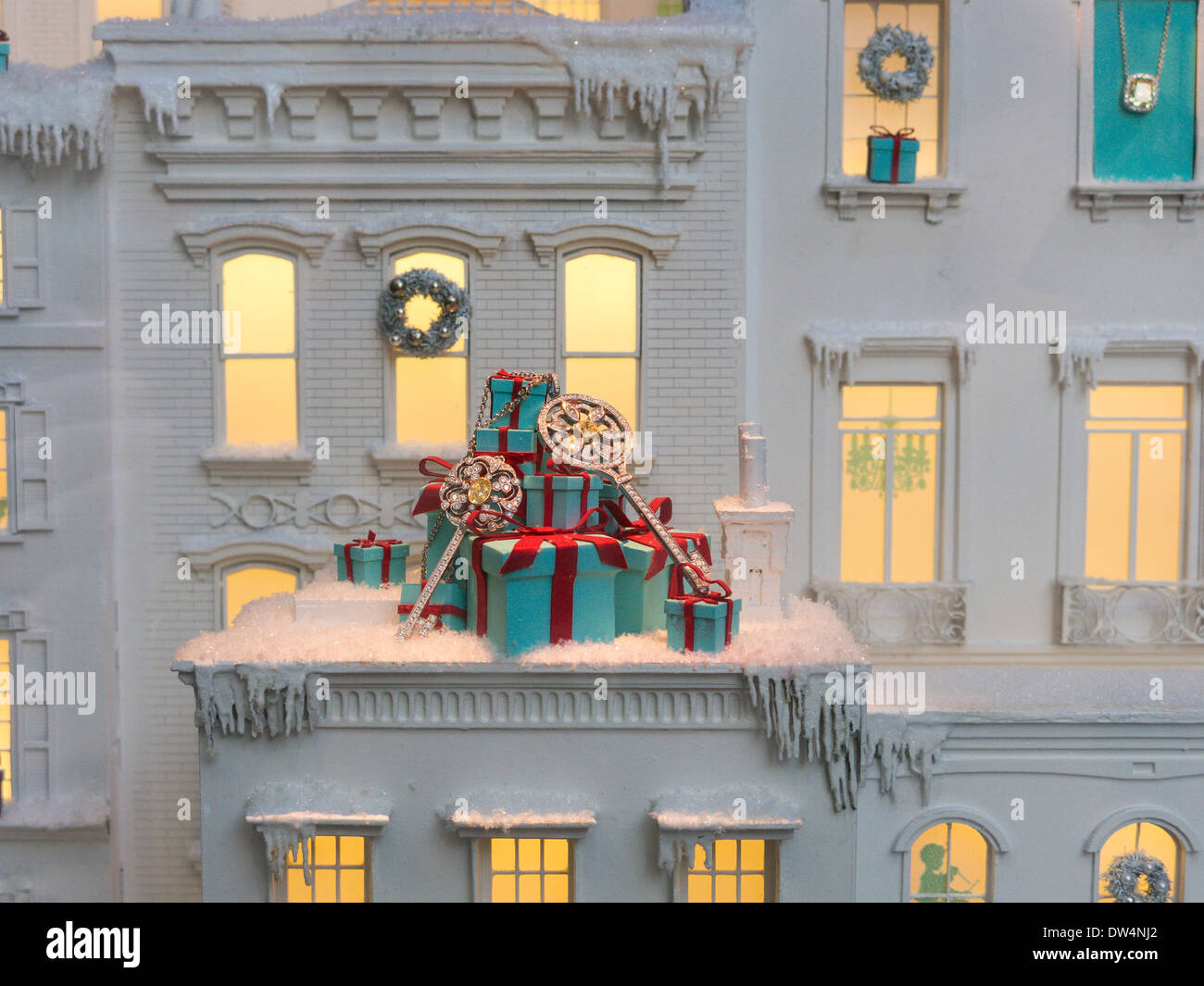 Tiffany & Co. Schaufenster, Ferienzeit, NYC Stockfoto