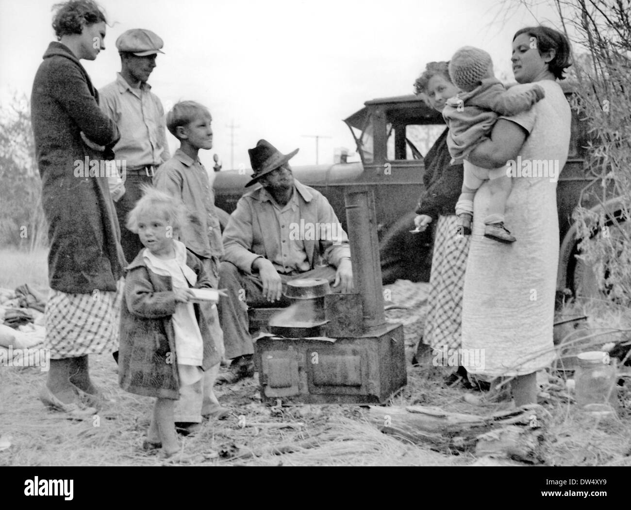 AMERIKANISCHE DUSTBOWL Familien über 1935 Stockfoto