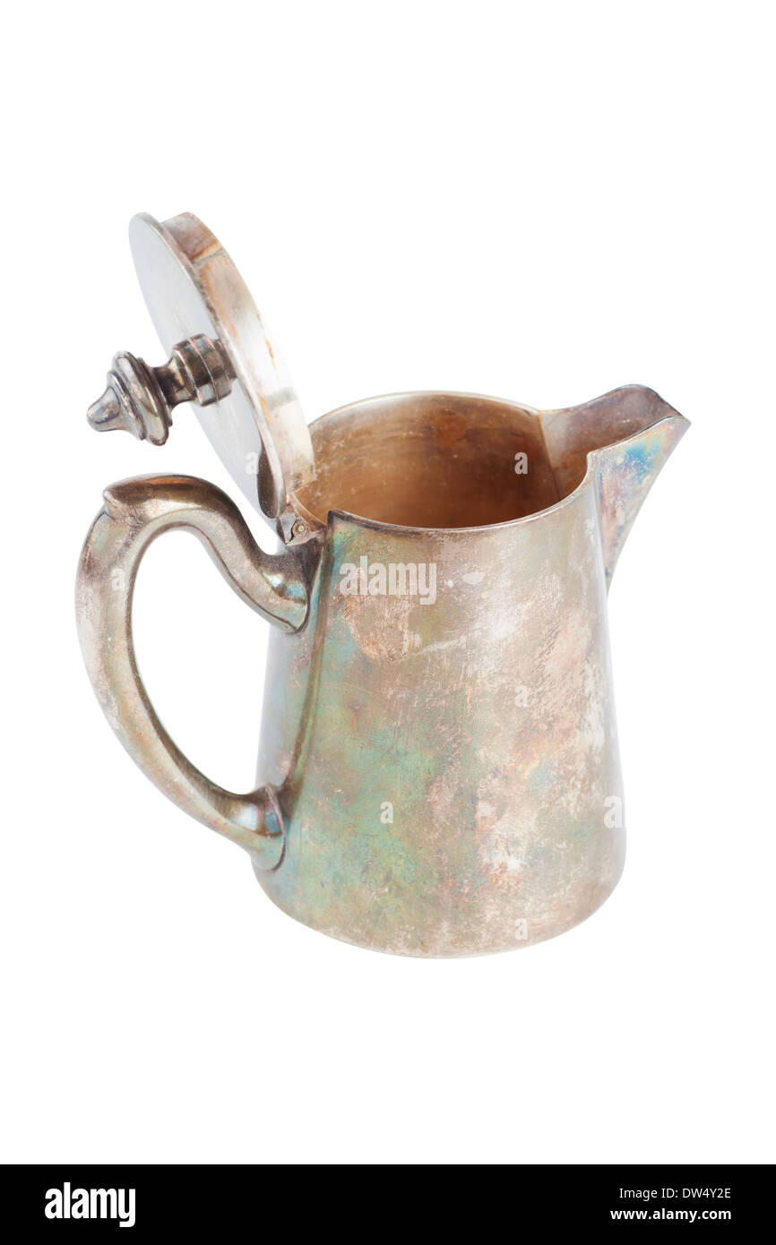 Retro-Teekanne oder Kaffeekanne, Kanne isoliert auf weißem Hintergrund Stockfoto