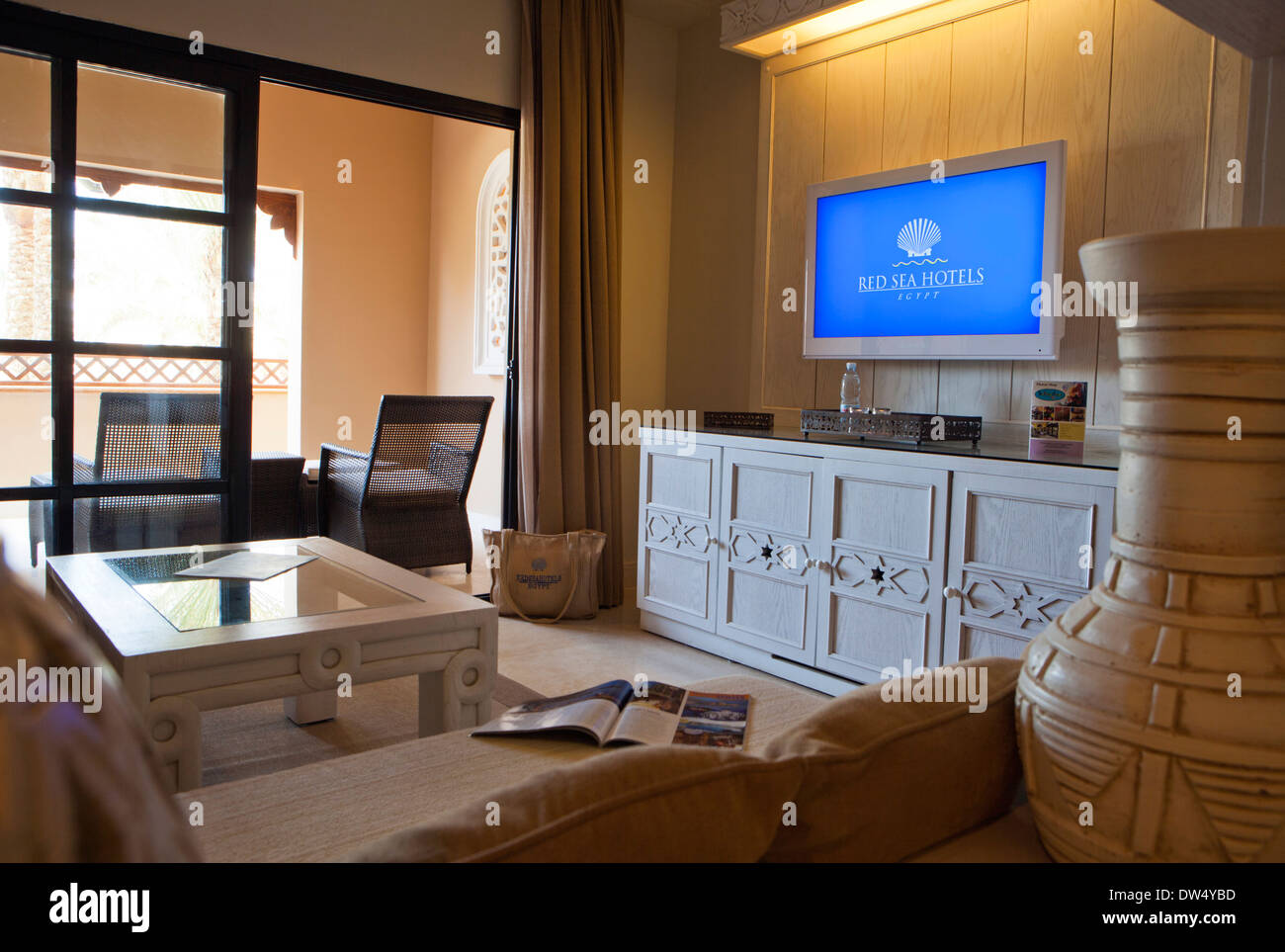 Sitzecke, einer Suite in der Makadi Spa Hotel Ägypten / Red Sea Hotels. Stockfoto