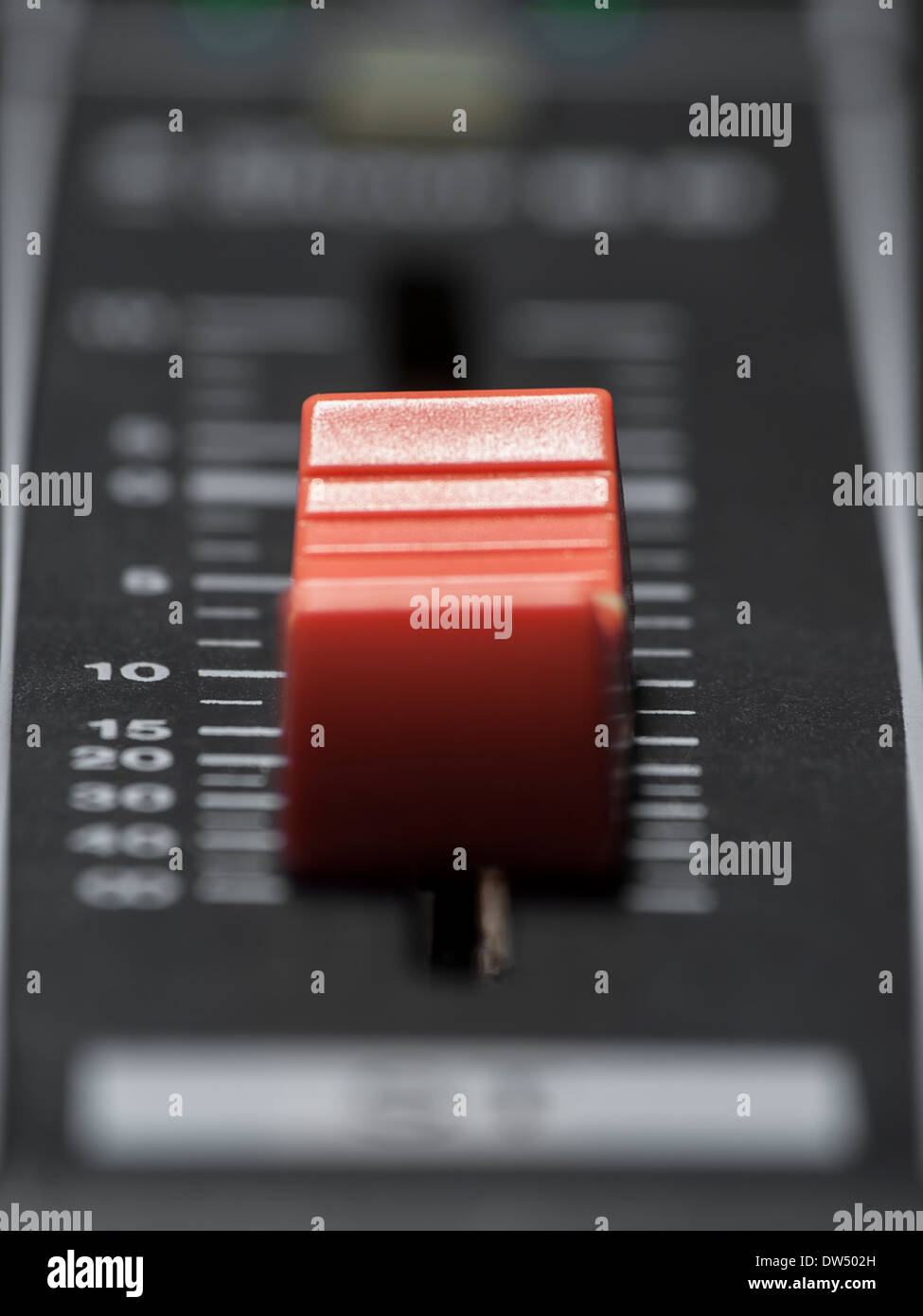 Mixing Desk Fader Closeup, für Musik und Sound, Entertainment-Themen Stockfoto