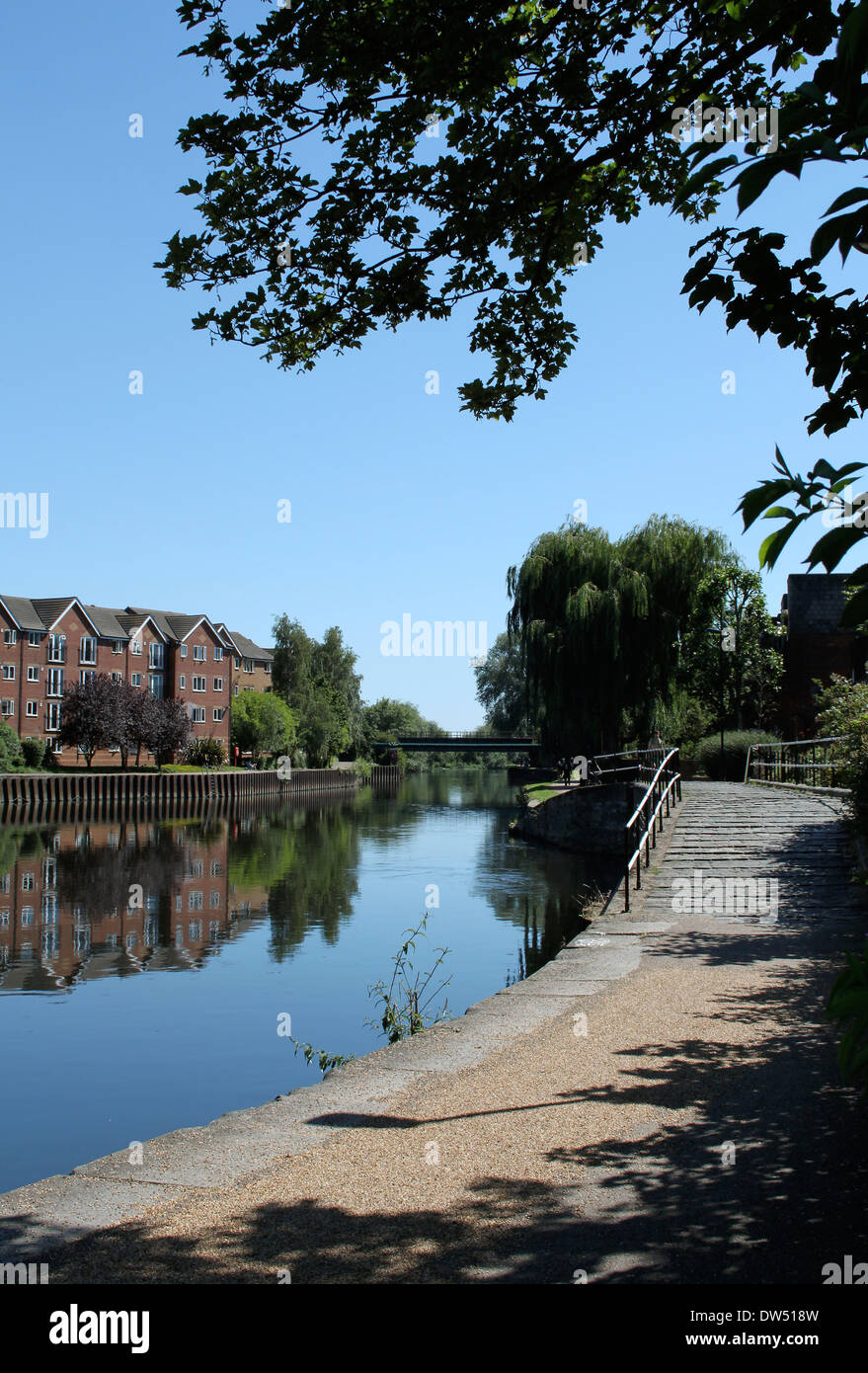 Einem ruhigen Kanal läuft durch Tottenham Hale, London. Stockfoto