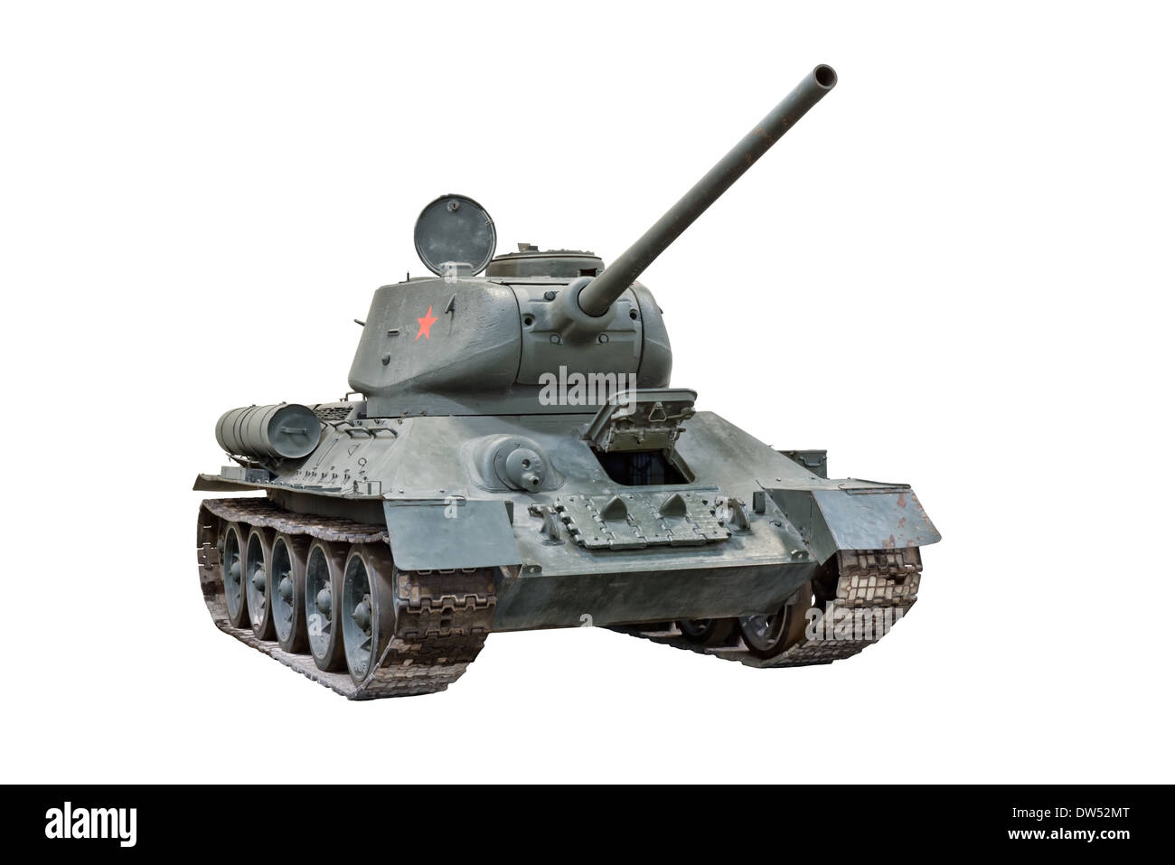 A schneiden Sie aus einem sowjetischen T-34 / 85 mittlerer Panzer durch russische Kräfte während WW2 & andere Warschauer Pakt Armeen später verwendet Stockfoto