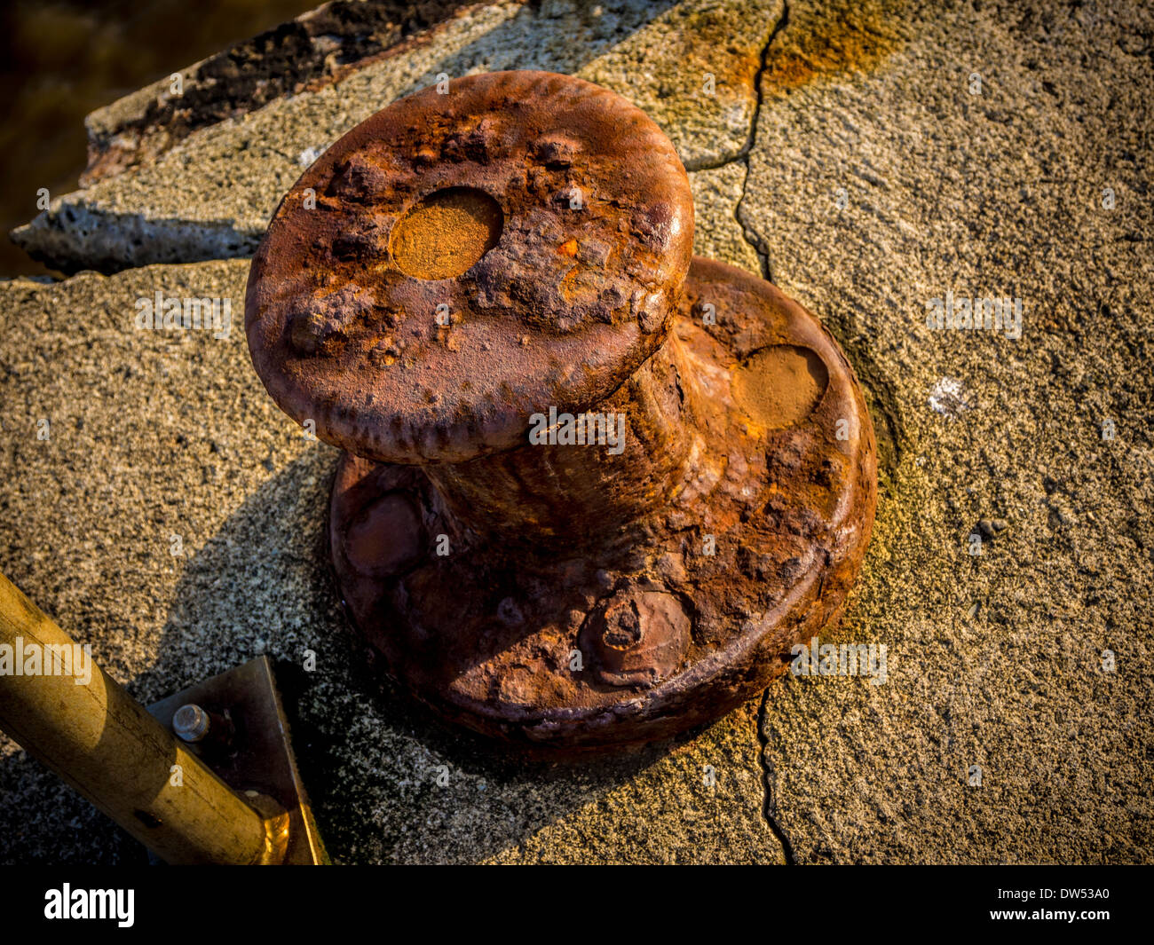 Rostiger Ankerplatz. Stockfoto