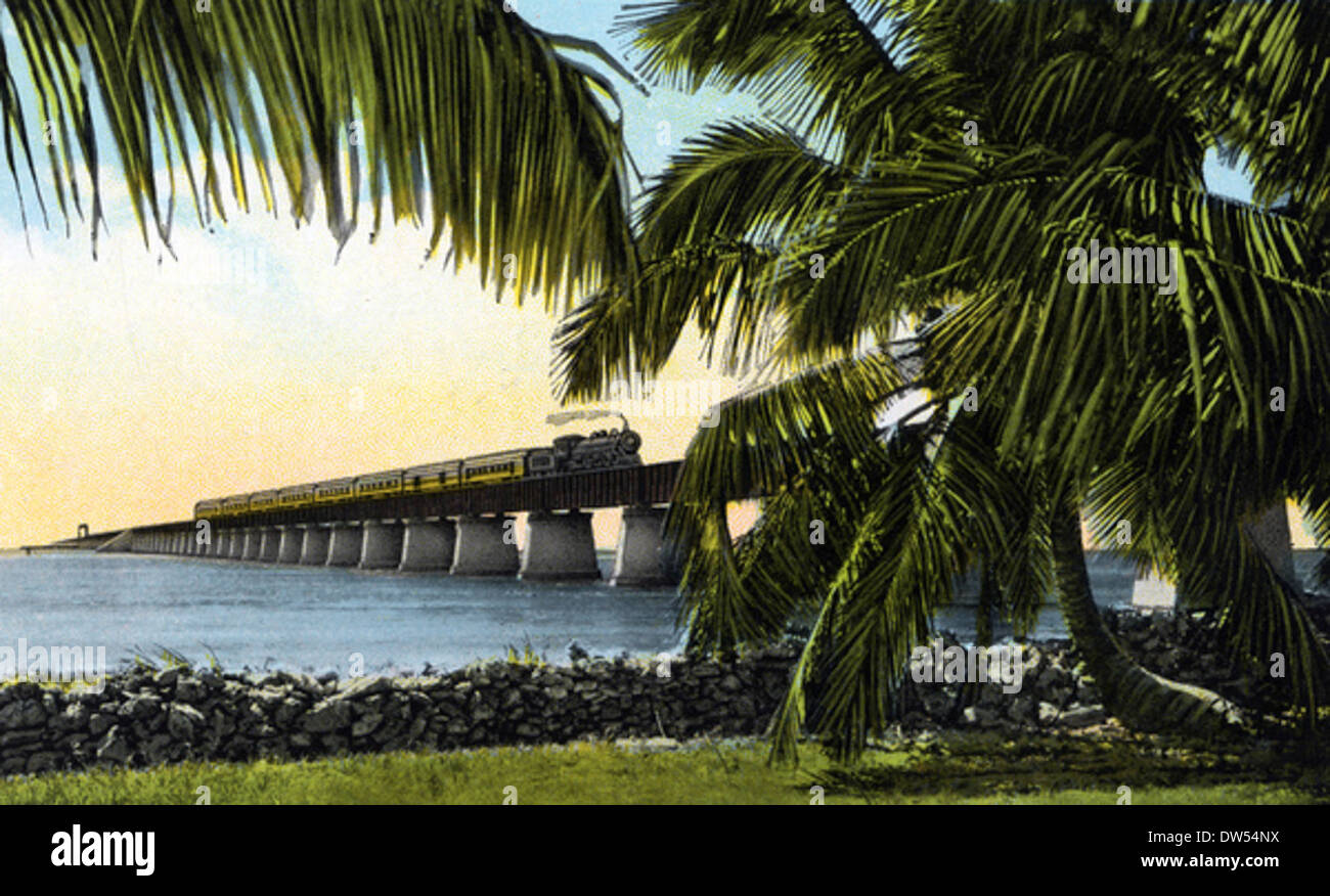 East Coast Railway train Kreuzung Moser Channel auf Key West-Erweiterung der Overseas Railroad Stockfoto