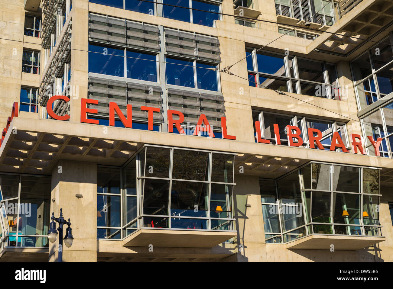San Diego Zentralbibliothek Sign.  San Diego, California, Vereinigte Staaten von Amerika. Stockfoto