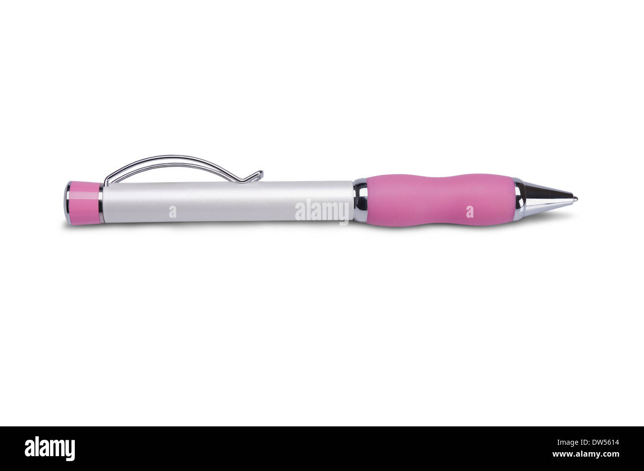 Rosa Kugelschreiber isoliert auf weißem Hintergrund Stockfoto