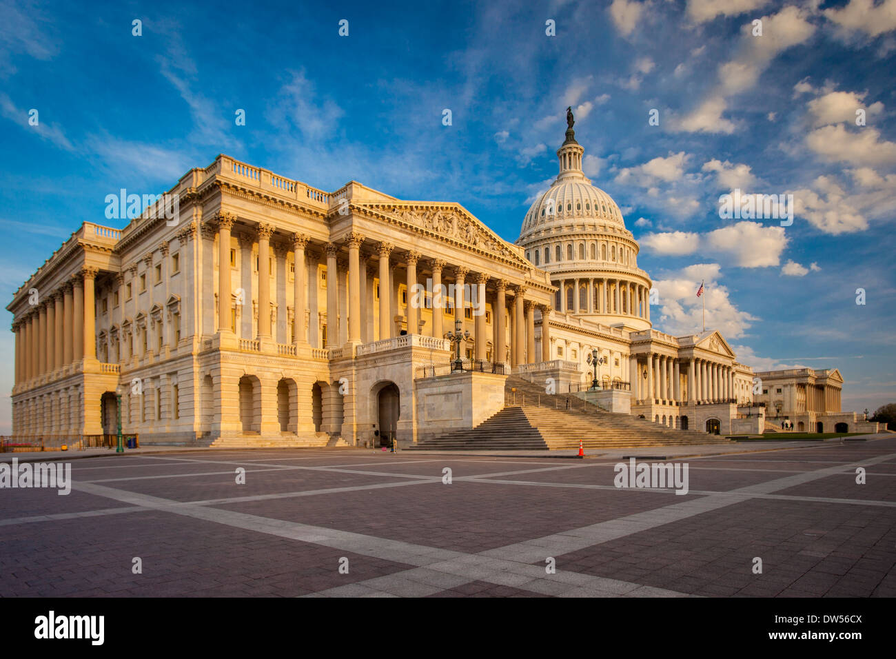 Am frühen Morgen unter den US Capitol Building, Washington DC USA Stockfoto