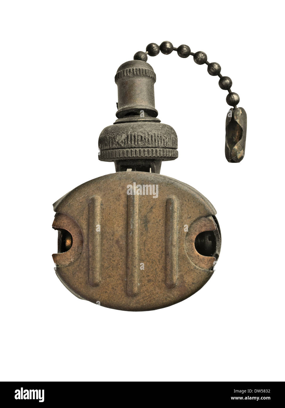 leichte Vintage Messing weiß, Schneidepfad umschalten Stockfoto