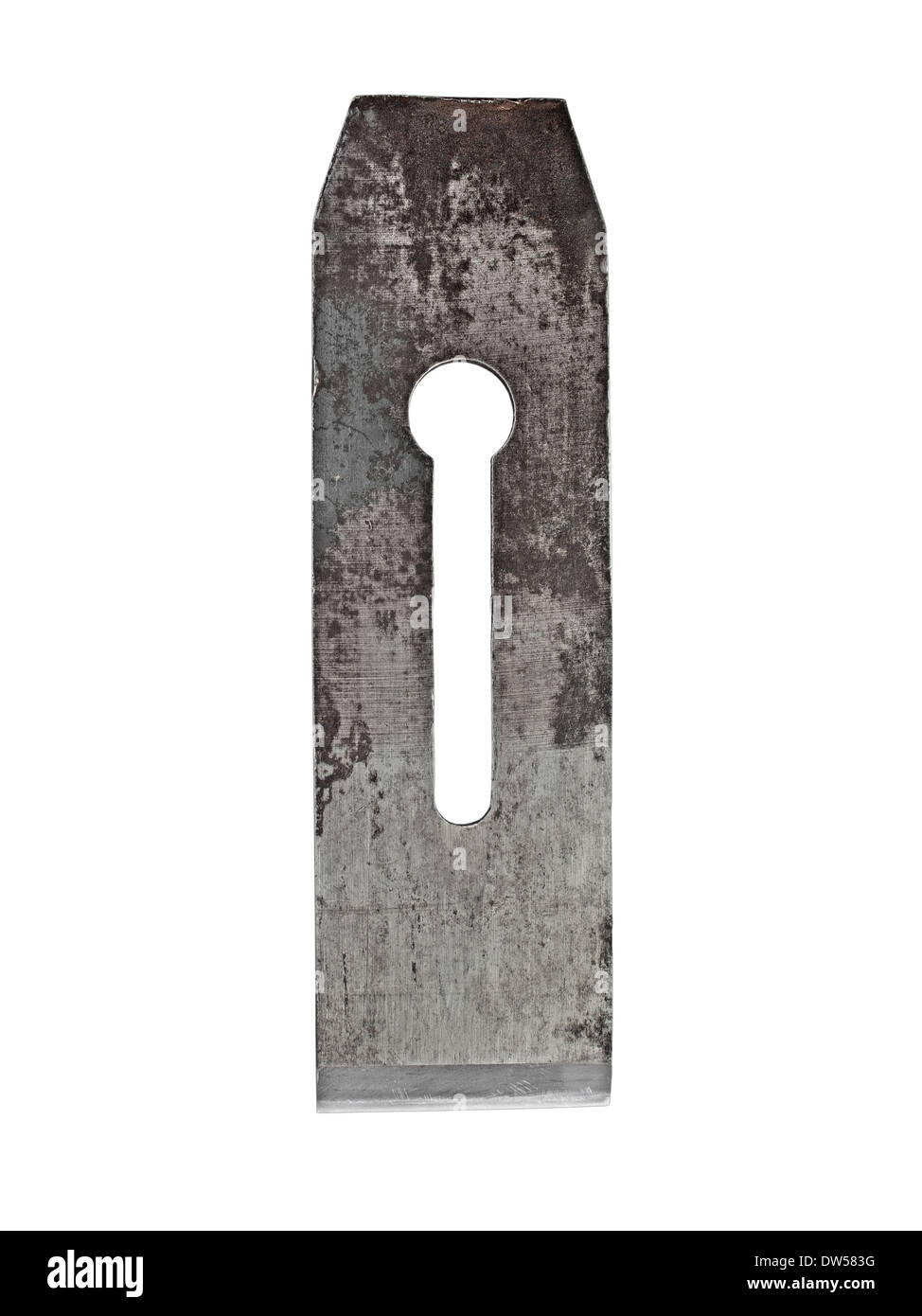 Vintage geschmiedet rostigen Bank Flugzeug Klinge über weiße, Clipping-Pfad Stockfoto