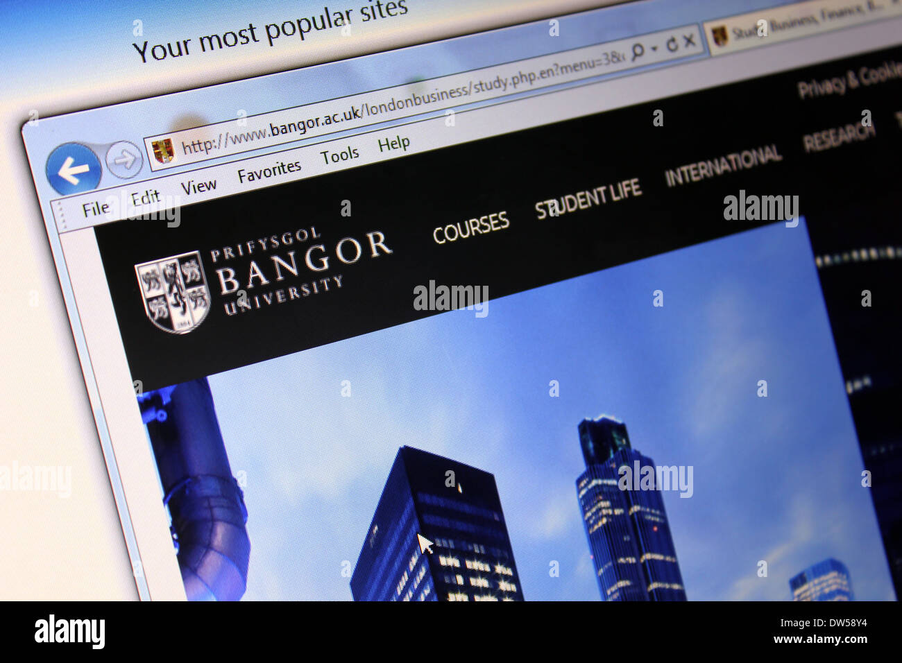 Prifysgol Bangor Universitätsweb site Stockfoto