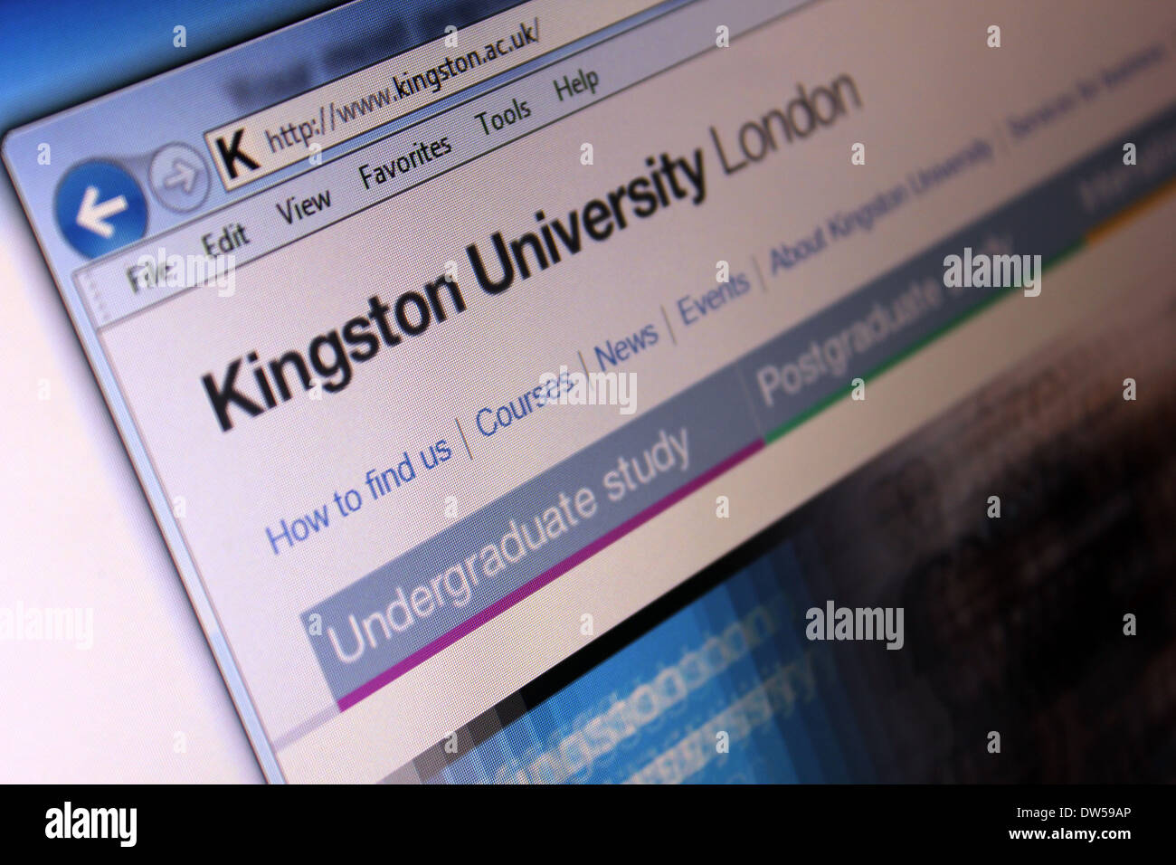 Webseite der Kingston University London Stockfoto