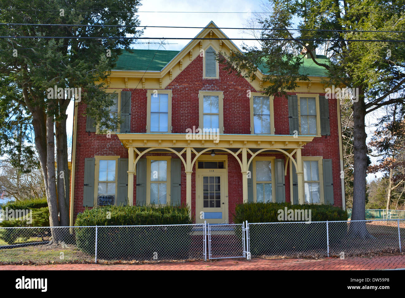Dieses Haus im Frederica Historic District im Kent County, Delaware, ist im National Register of Historic Places gelistet. Es ist Teil eines erhaltenen Gebiets, das die architektonische Geschichte der Region repräsentiert. Stockfoto
