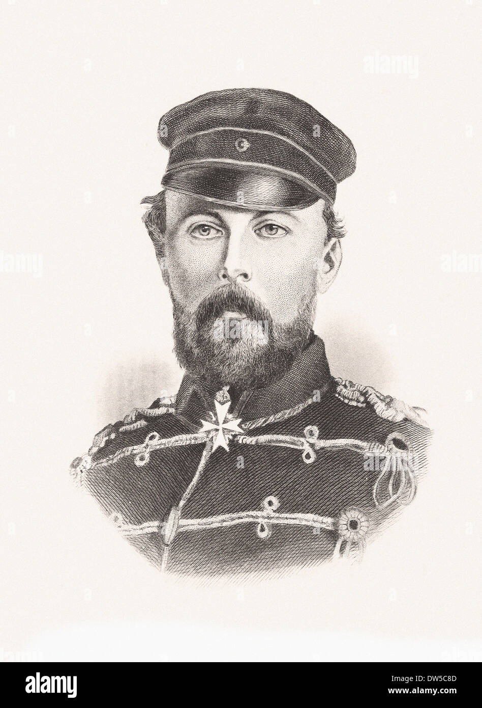 Porträt von Prinz Frederick Charles - Gravur XIX Jahrhundert Stockfoto