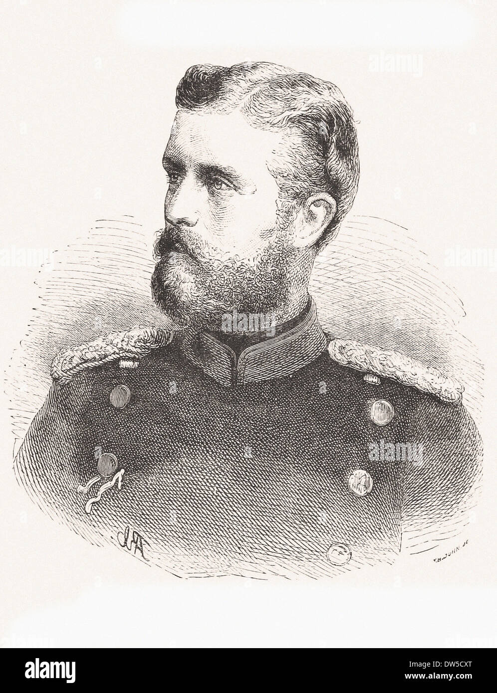 Porträt des Prinzen Leopold von Hohenzollern-Sigmaringen - Gravur XIX Jahrhundert Stockfoto